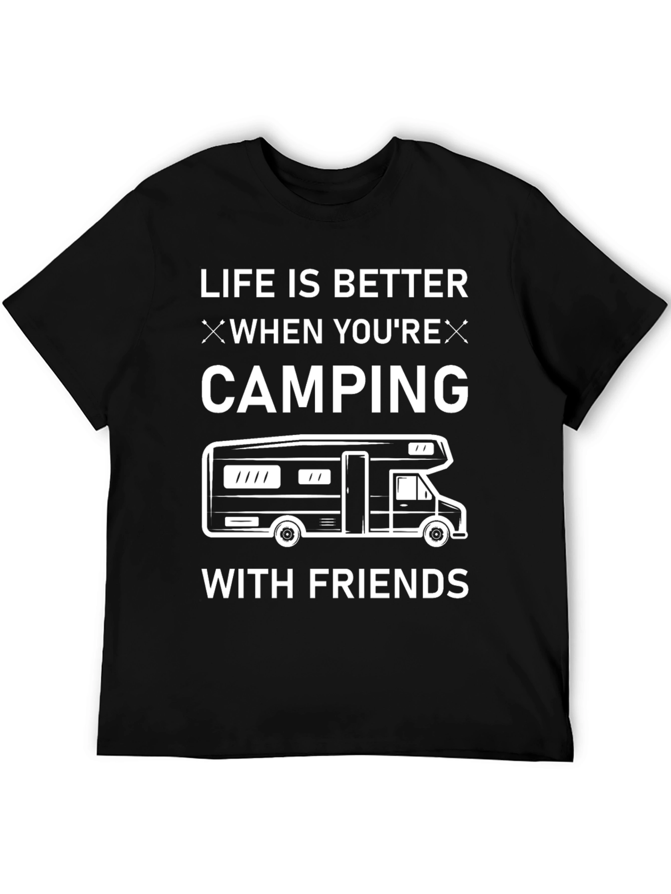 Camping With Friends Black Graphic T-Shirt