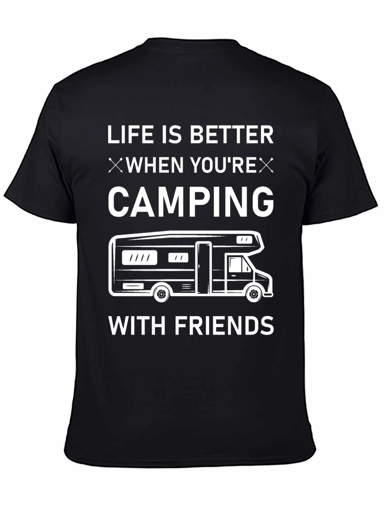 Camping With Friends Black Graphic T-Shirt