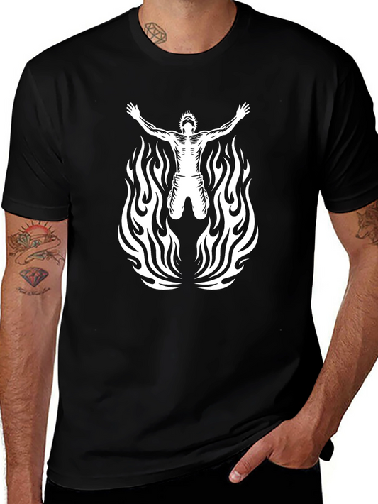 Fiery Silhouette Graphic Tee - Bold Black T-Shirt
