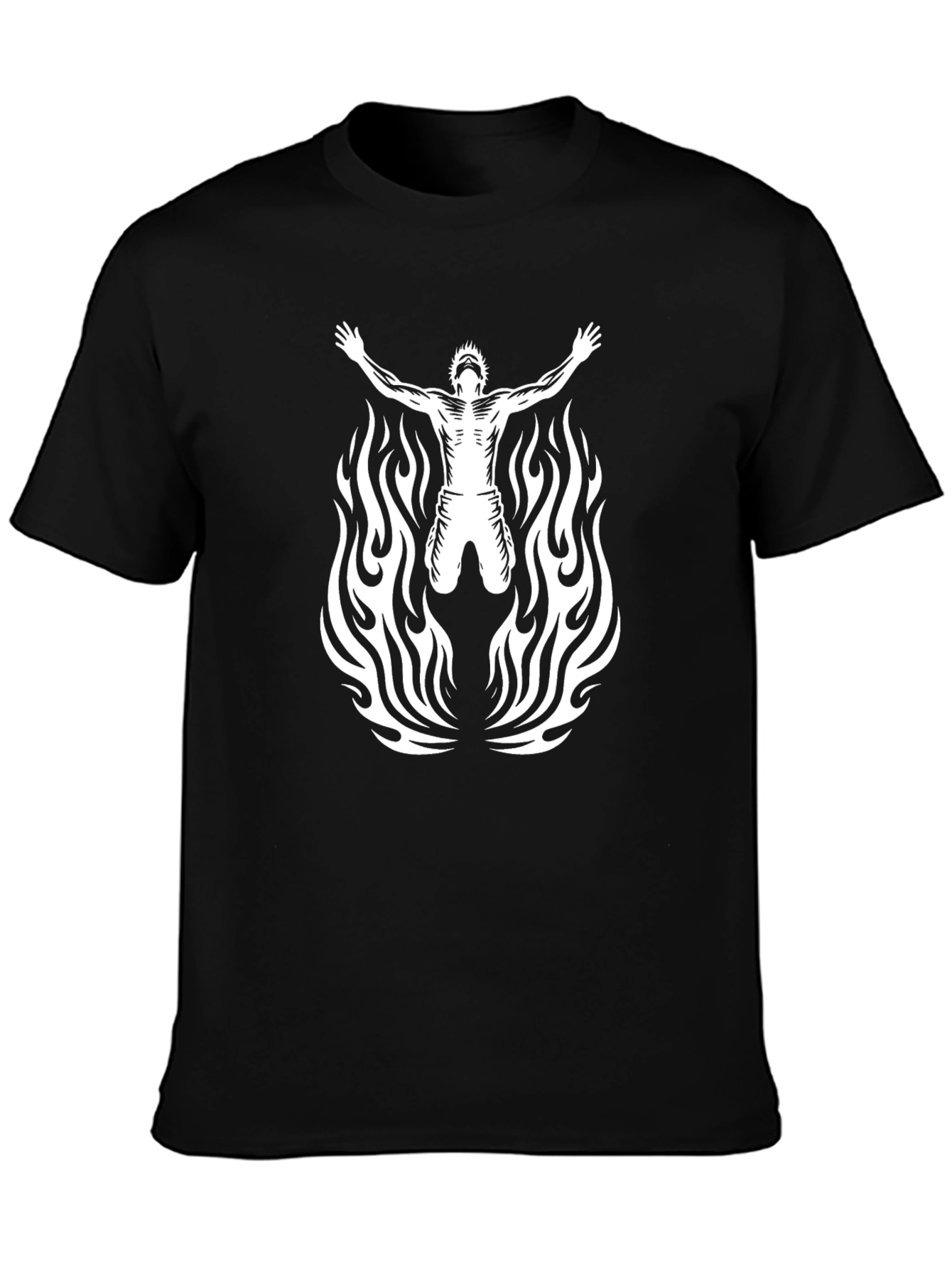 Fiery Silhouette Graphic Tee - Bold Black T-Shirt
