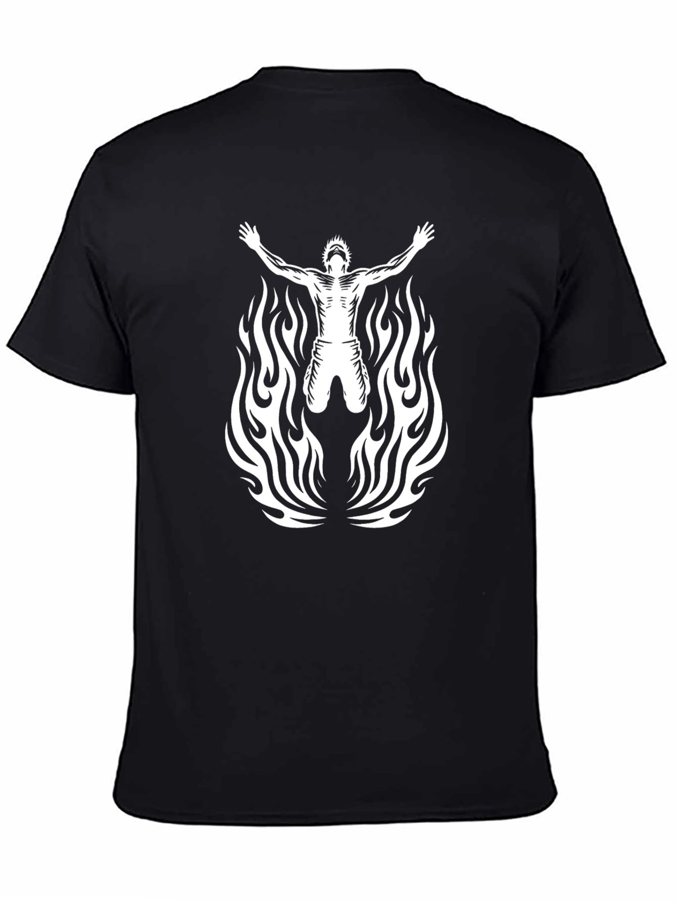 Fiery Silhouette Graphic Tee - Bold Black T-Shirt