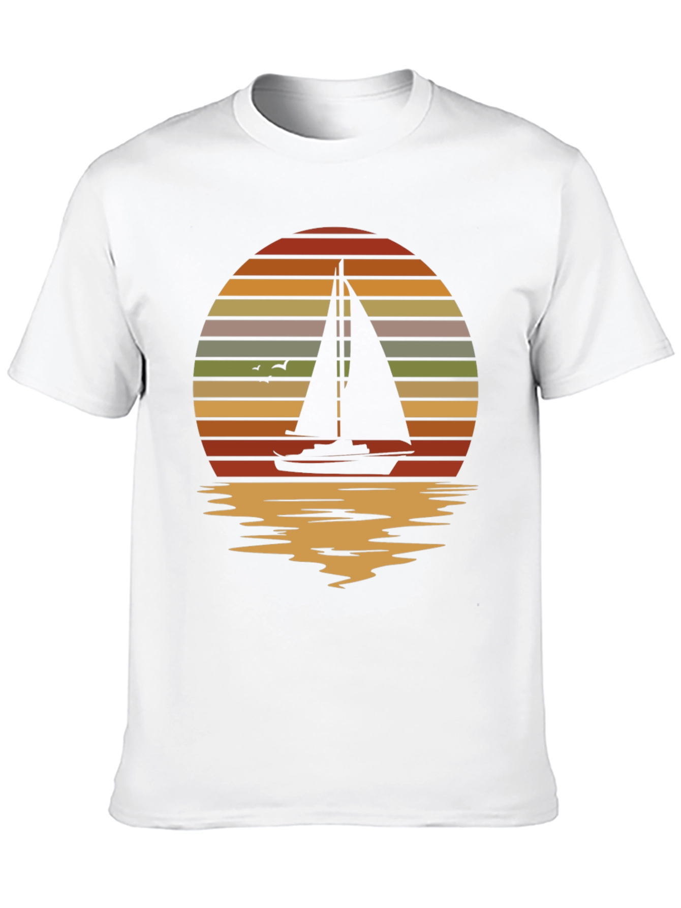 Sailboat Sunset Graphic Tee - Retro Style Black T-Shirt