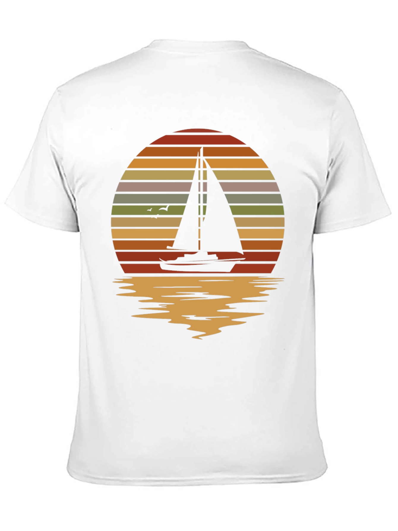 Sailboat Sunset Graphic Tee - Retro Style Black T-Shirt