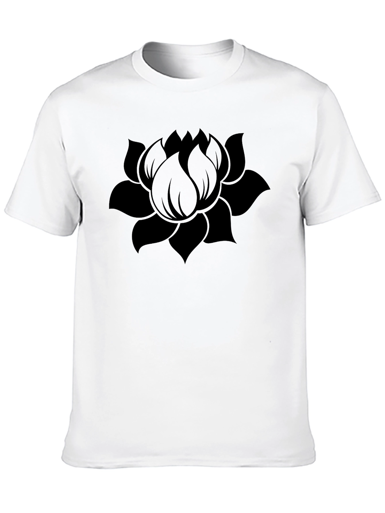 Black Lotus Flower Graphic Tee - Modern Style