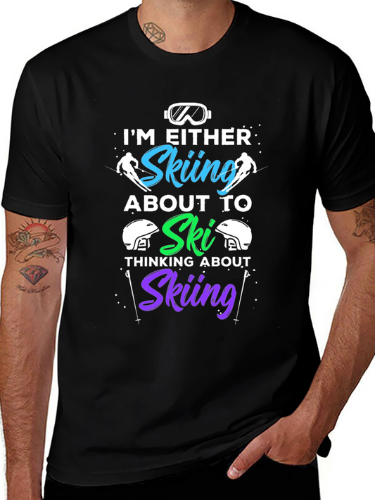 Skiing T-Shirt - Fun Graphic Tee for Ski Lovers