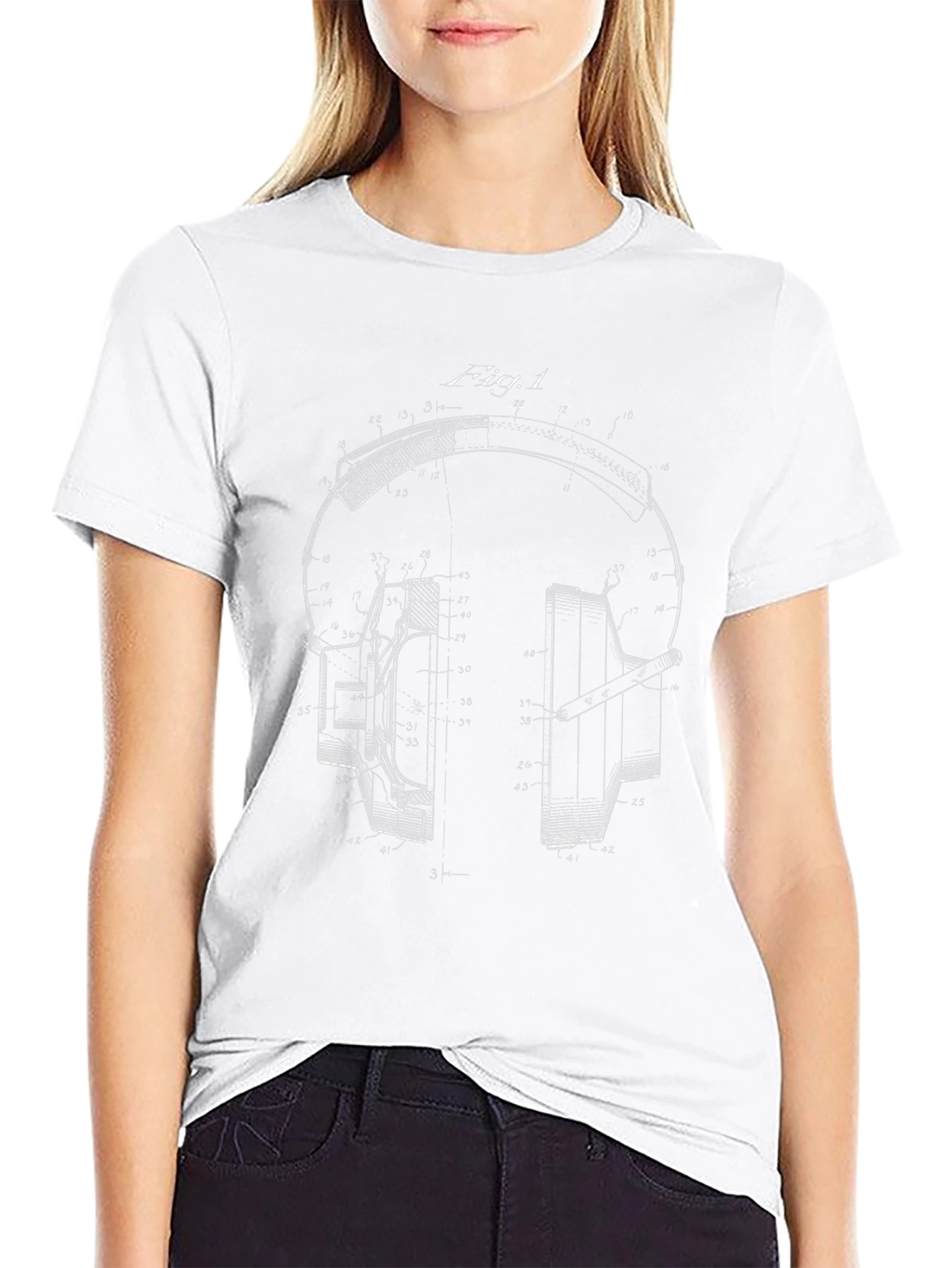Headphone Patent Print Black T-Shirt