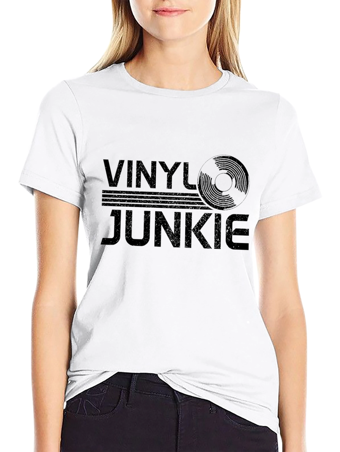 Vinyl Junkie Black T-Shirt - Music Lover Tee