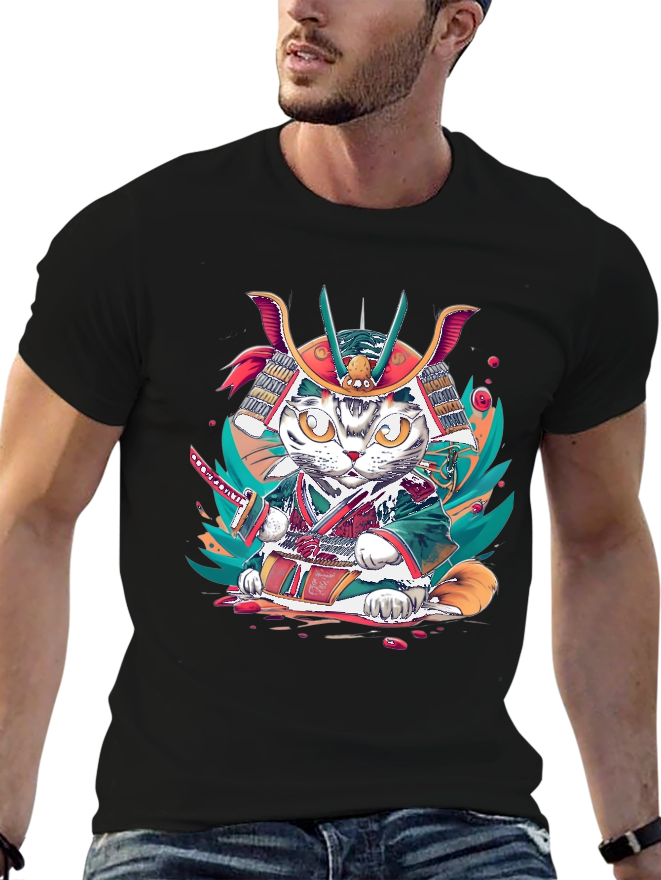 Samurai Cat T-Shirt: Unique Graphic Tee