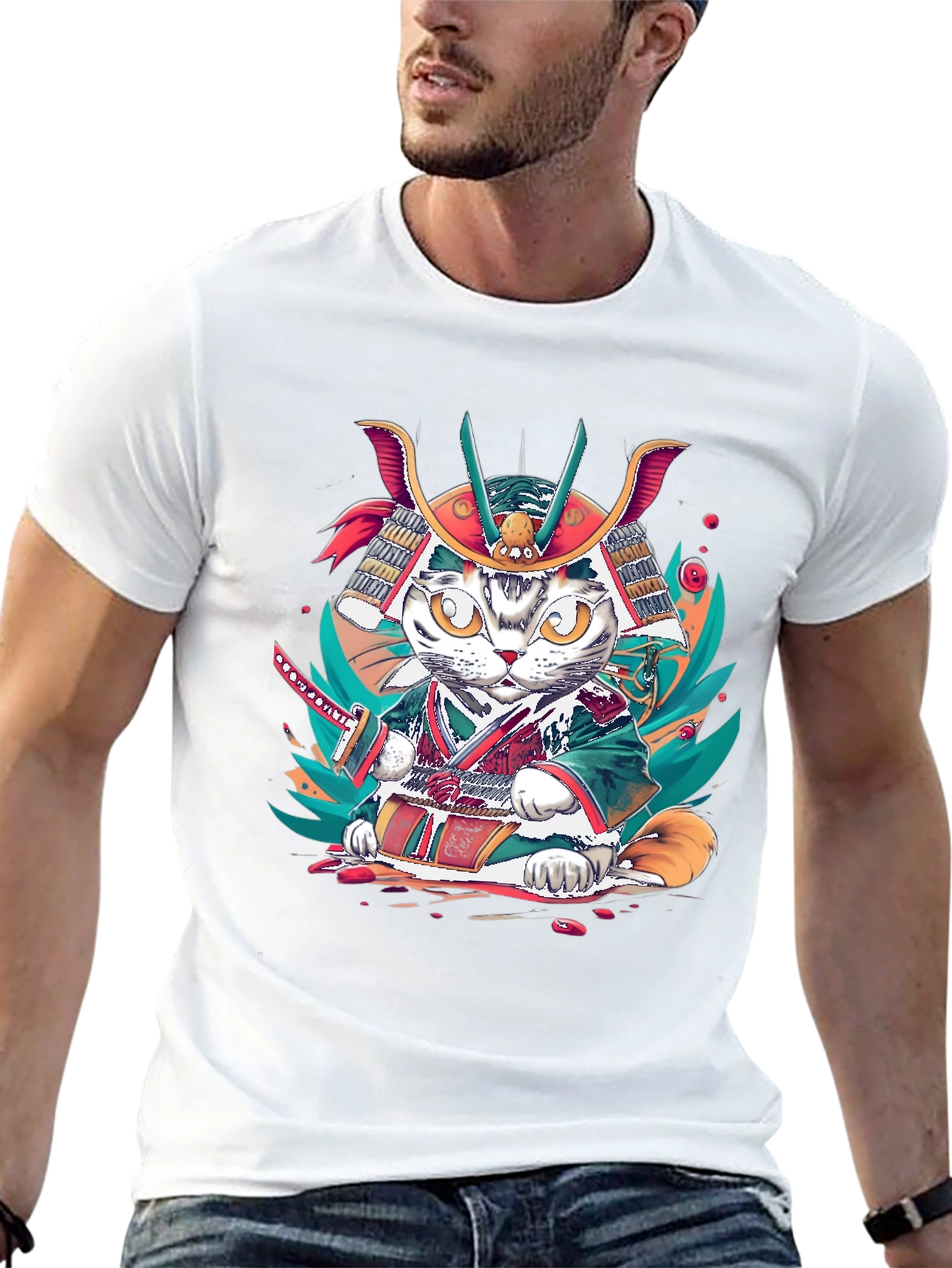 Samurai Cat T-Shirt: Unique Graphic Tee