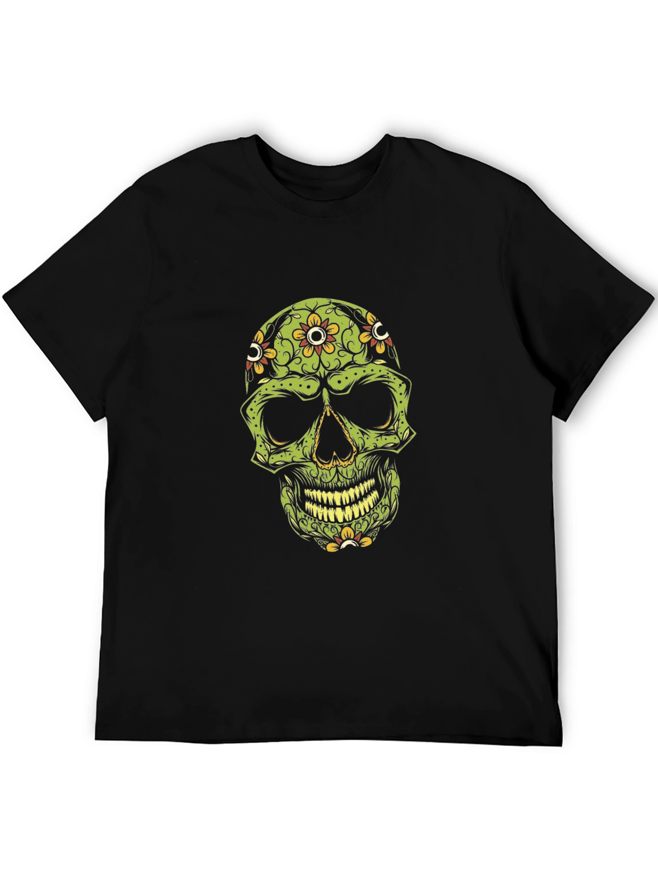 Skull Flower Graphic Tee - Cool Black T-Shirt