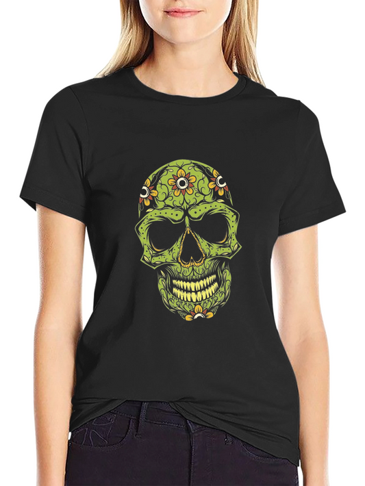 Skull Flower Graphic Tee - Cool Black T-Shirt