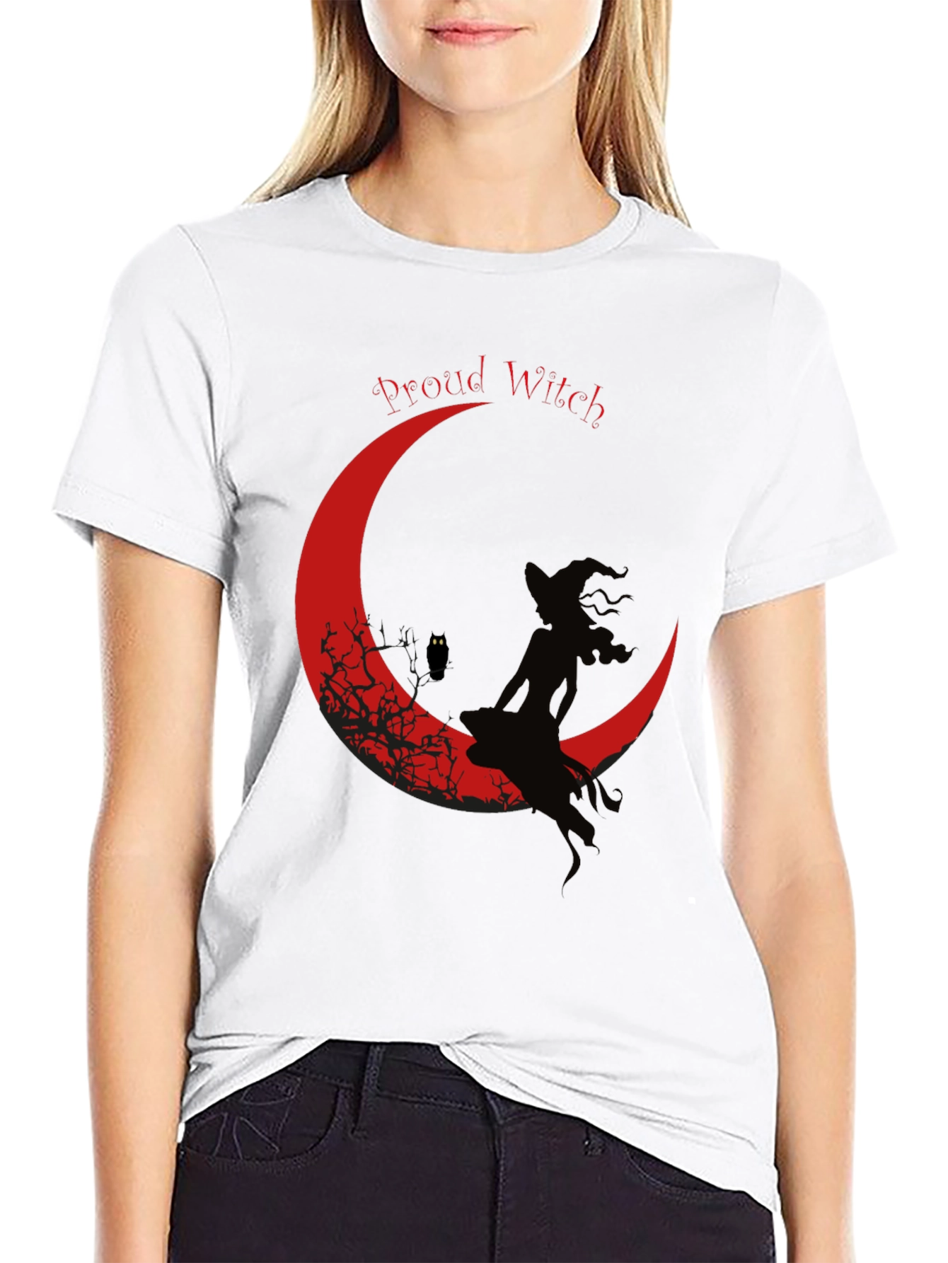 Proud Witch Graphic Tee - Crescent Moon Design