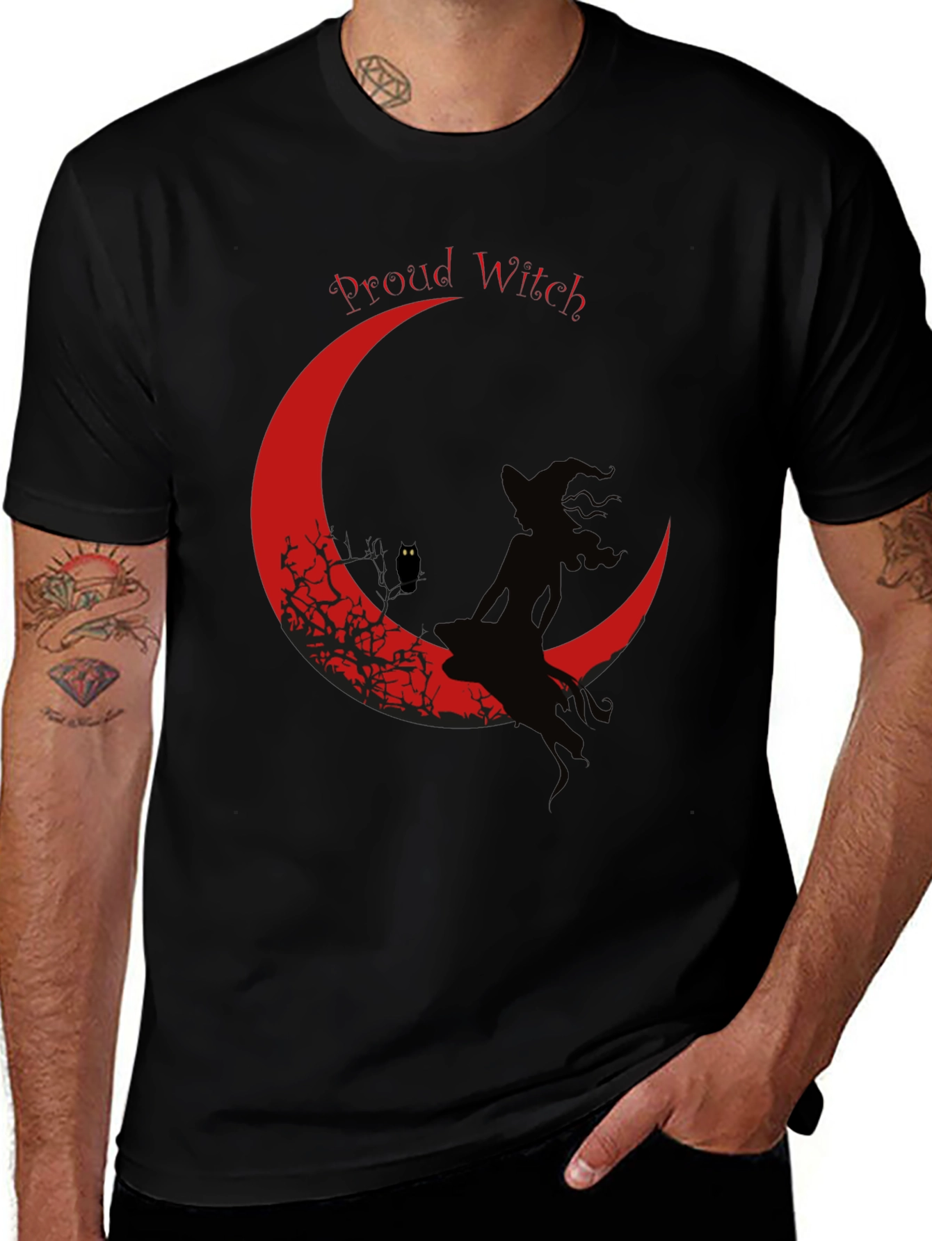 Proud Witch Graphic Tee - Crescent Moon Design