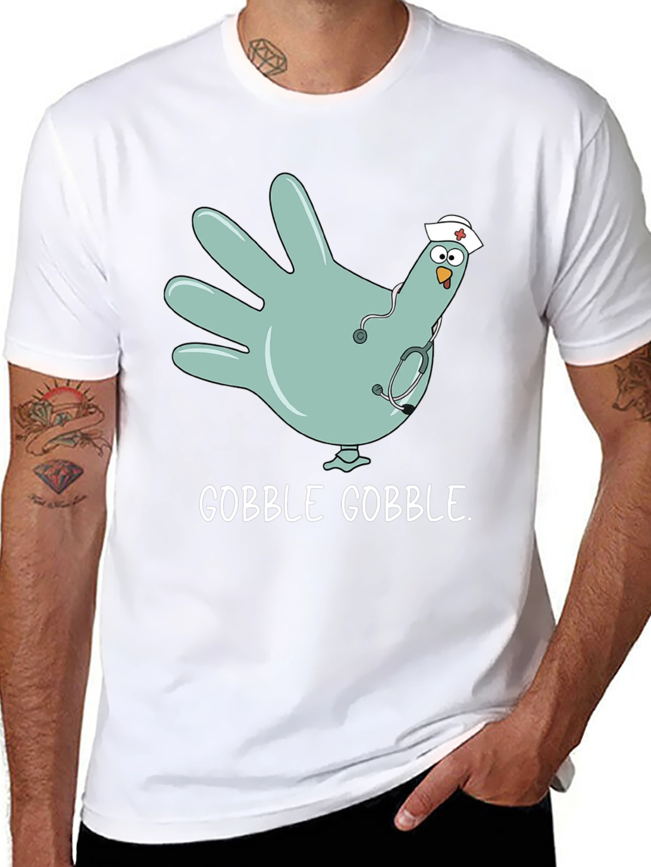 Gobble Gobble Nurse Turkey Hand T-Shirt