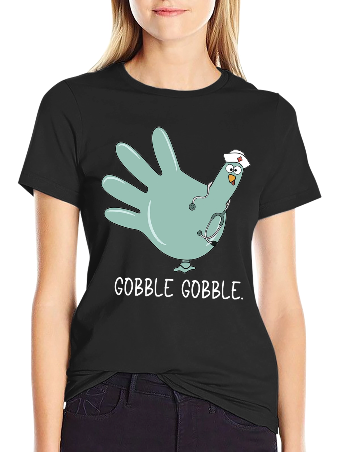 Gobble Gobble Nurse Turkey Hand T-Shirt