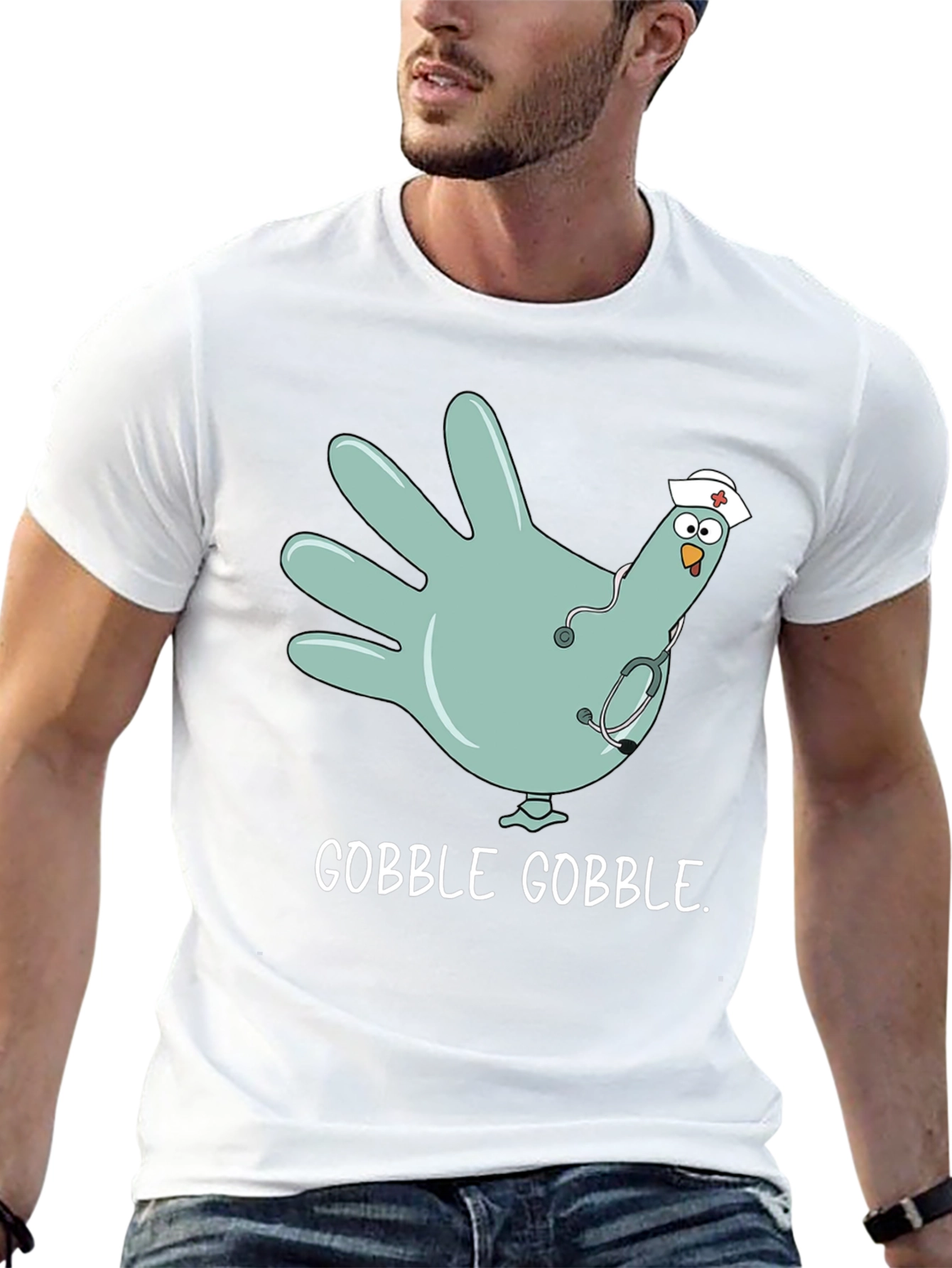 Gobble Gobble Nurse Turkey Hand T-Shirt