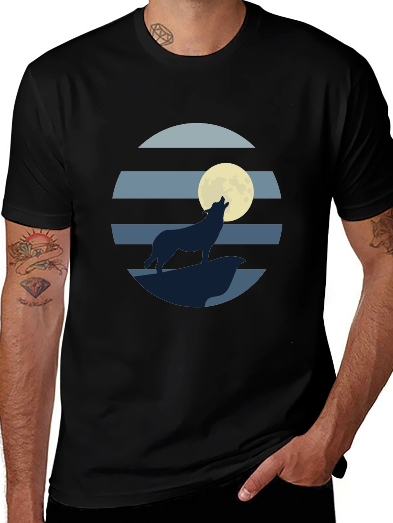 Wolf Moon Graphic Tee - Mens Black T-Shirt