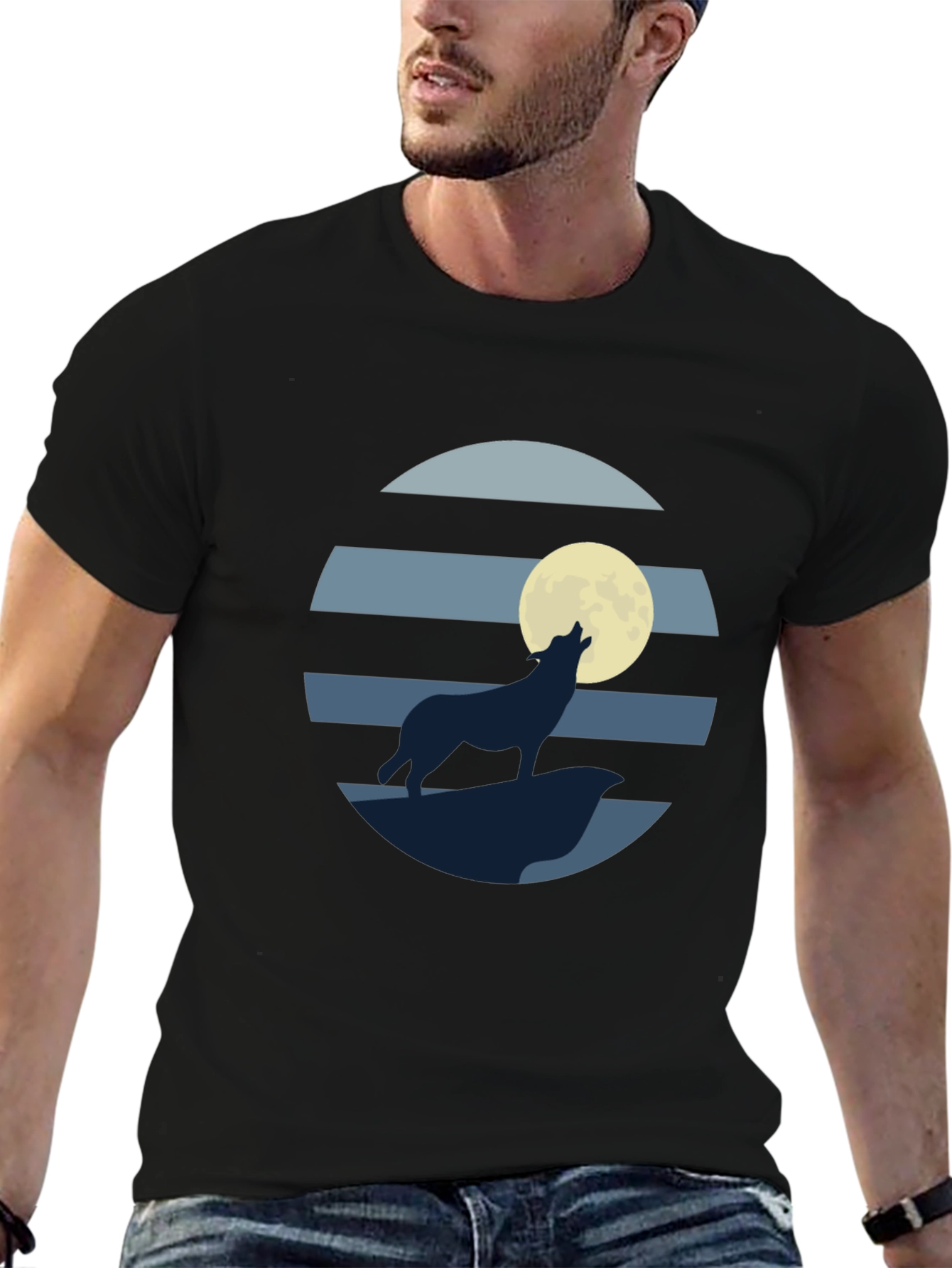 Wolf Moon Graphic Tee - Mens Black T-Shirt