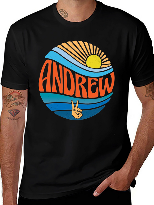 Andrew Retro Sunset Peace Sign Graphic Tee