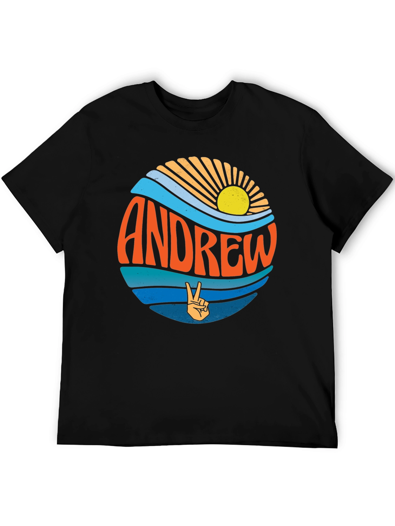 Andrew Retro Sunset Peace Sign Graphic Tee