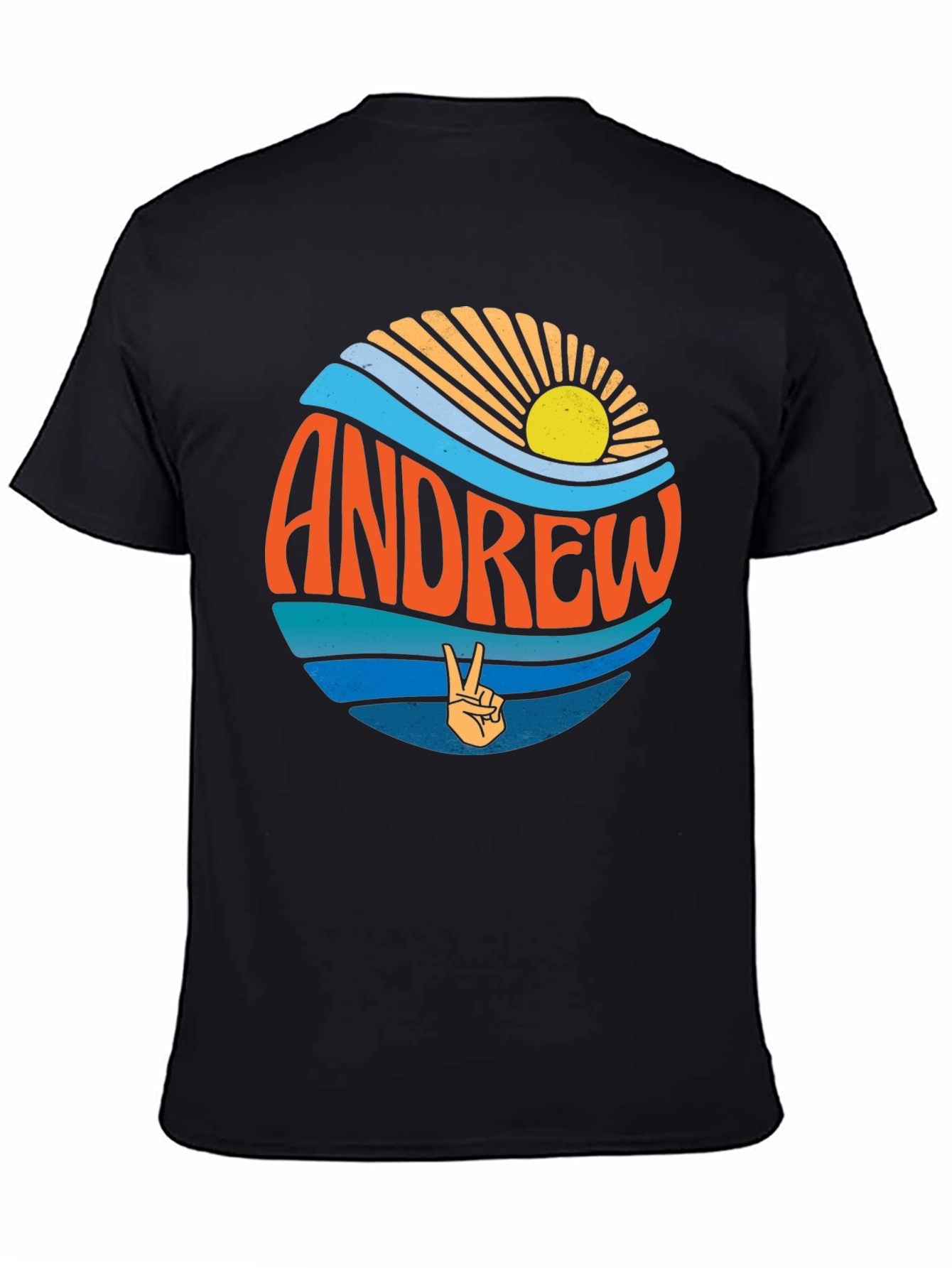 Andrew Retro Sunset Peace Sign Graphic Tee