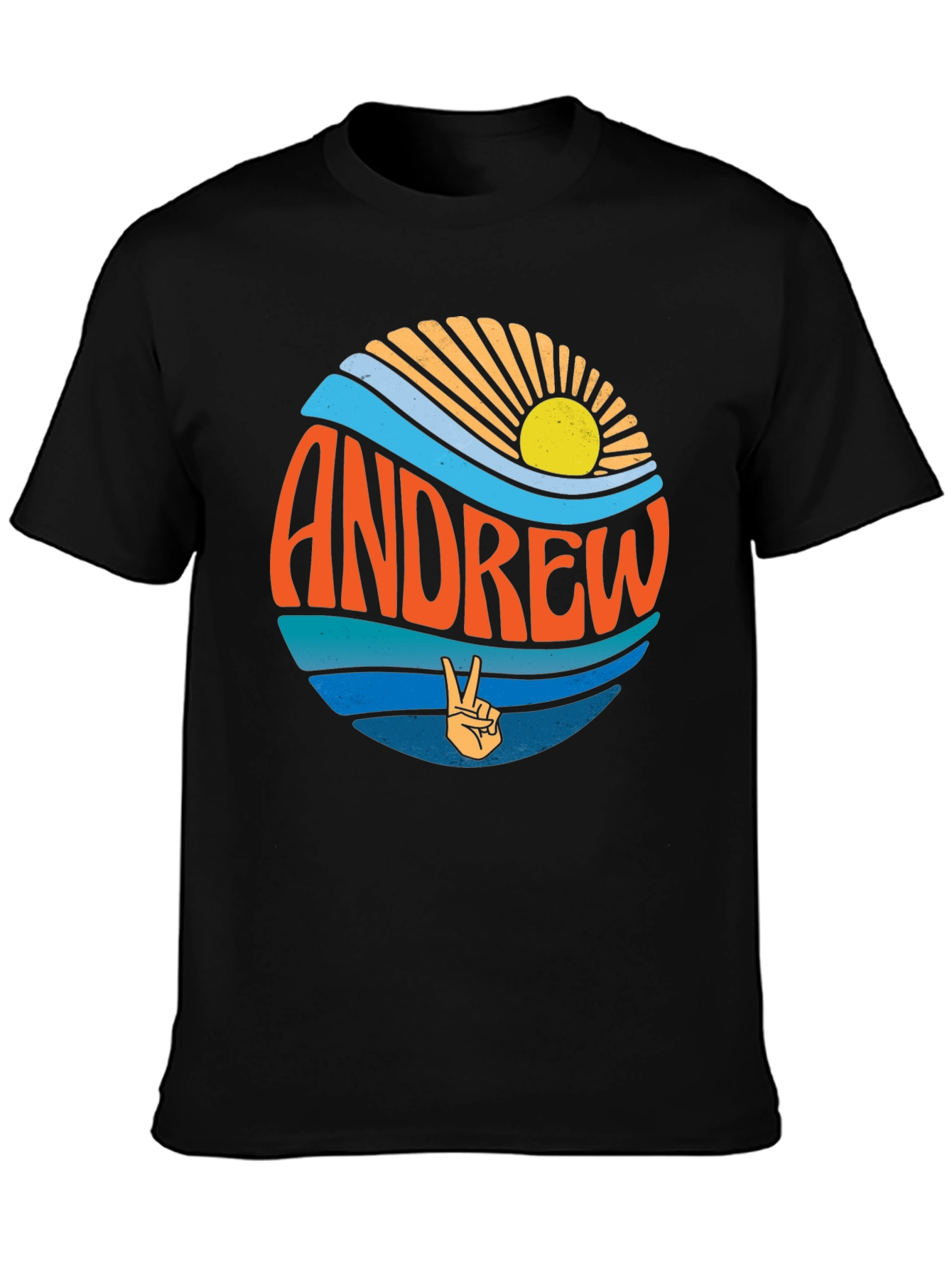 Andrew Retro Sunset Peace Sign Graphic Tee