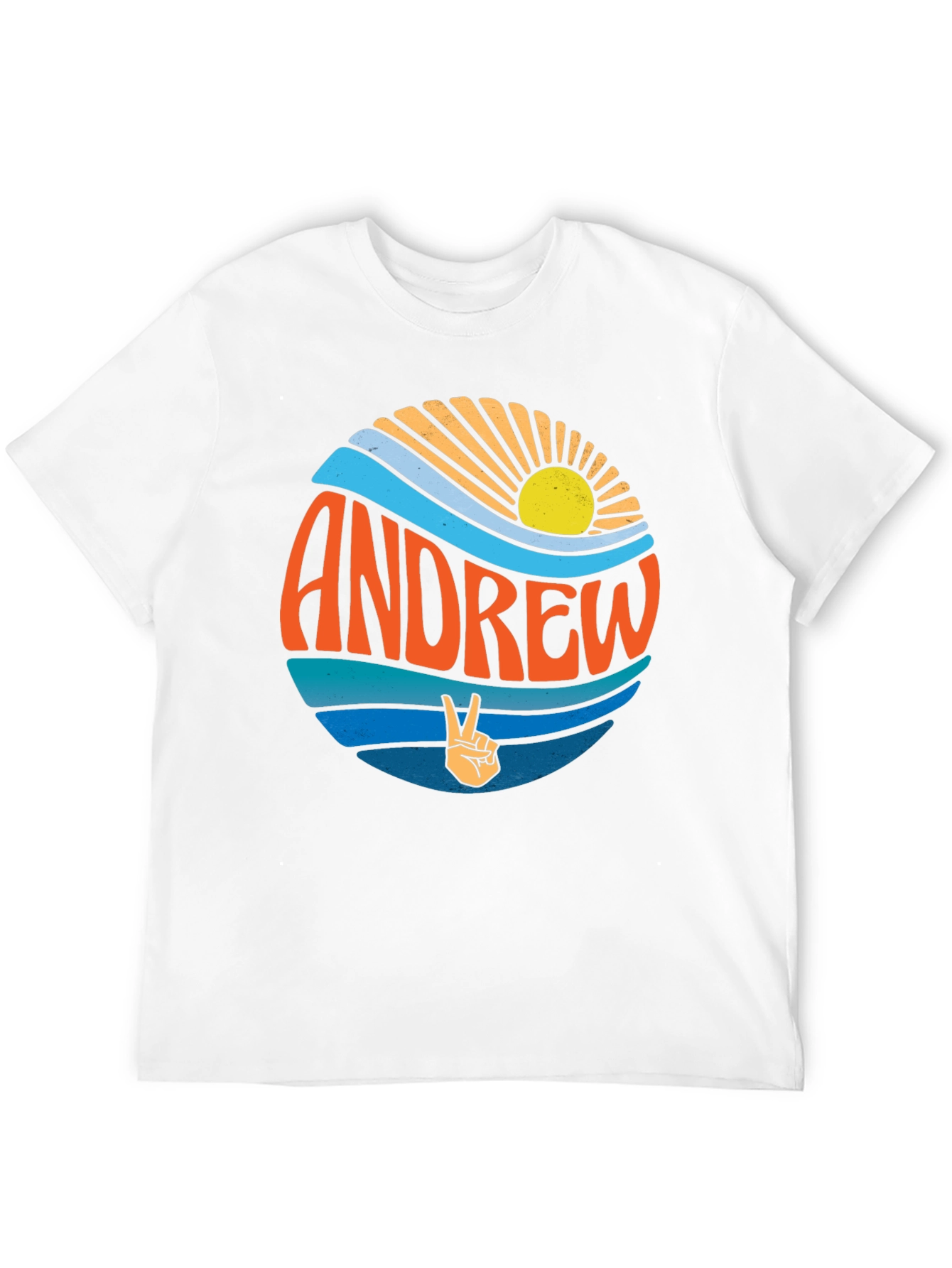Andrew Retro Sunset Peace Sign Graphic Tee