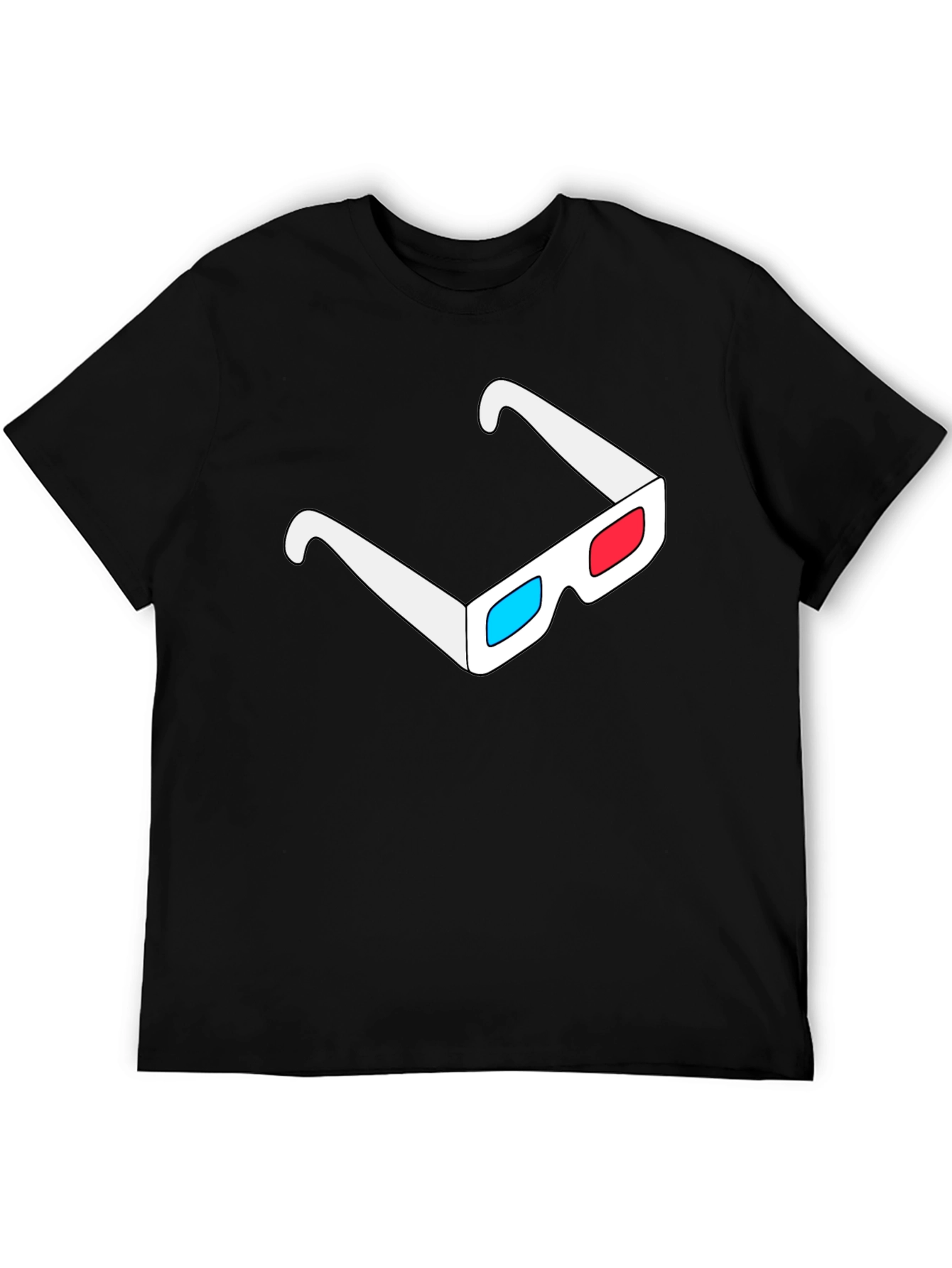 3D Glasses Graphic Black T-Shirt