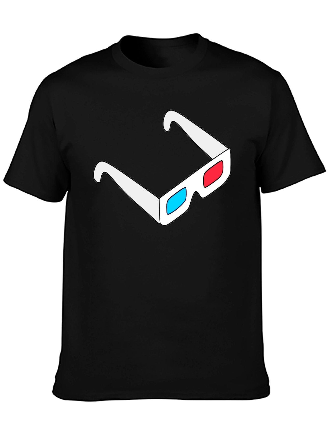 3D Glasses Graphic Black T-Shirt