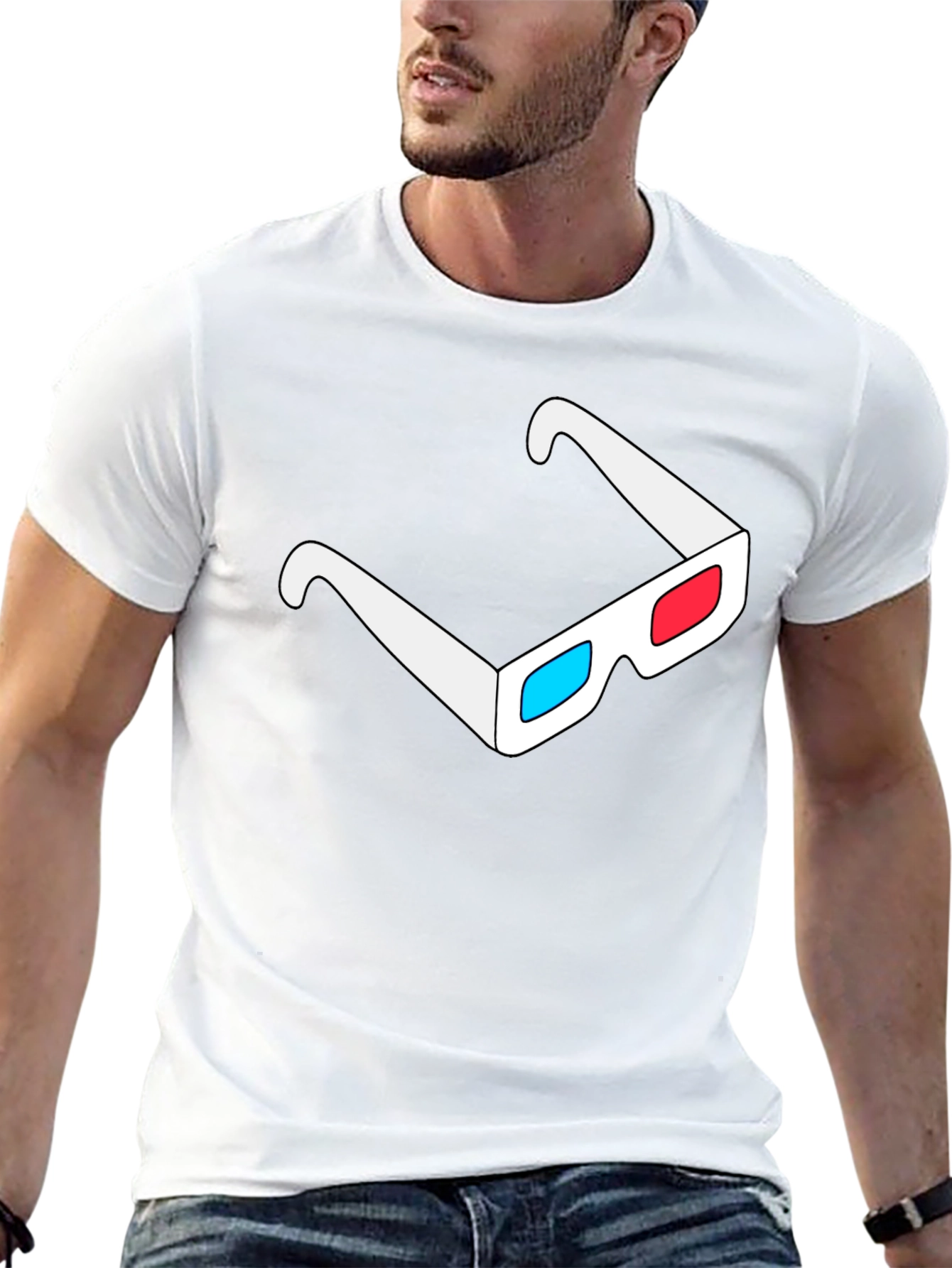3D Glasses Graphic Black T-Shirt