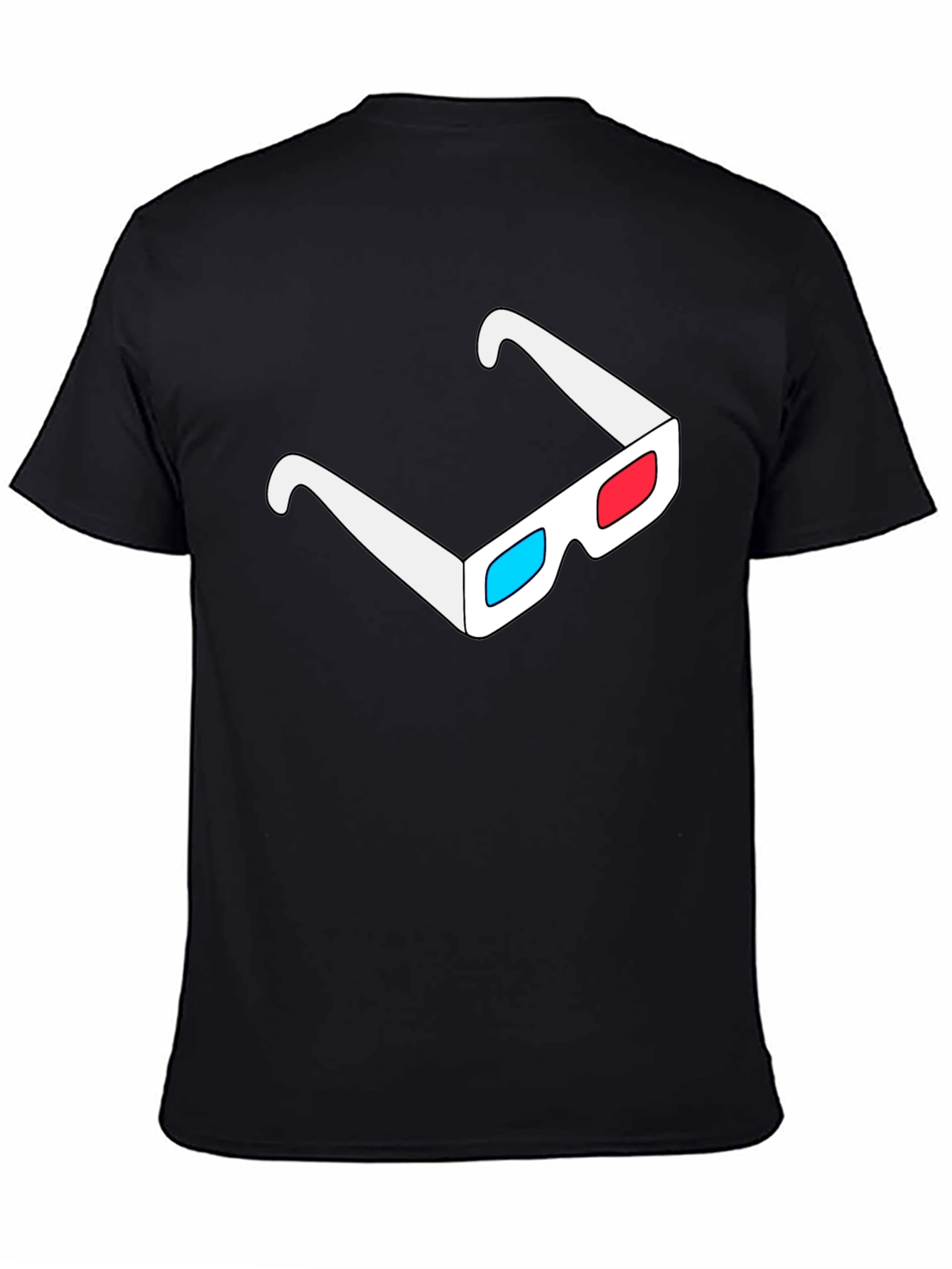 3D Glasses Graphic Black T-Shirt