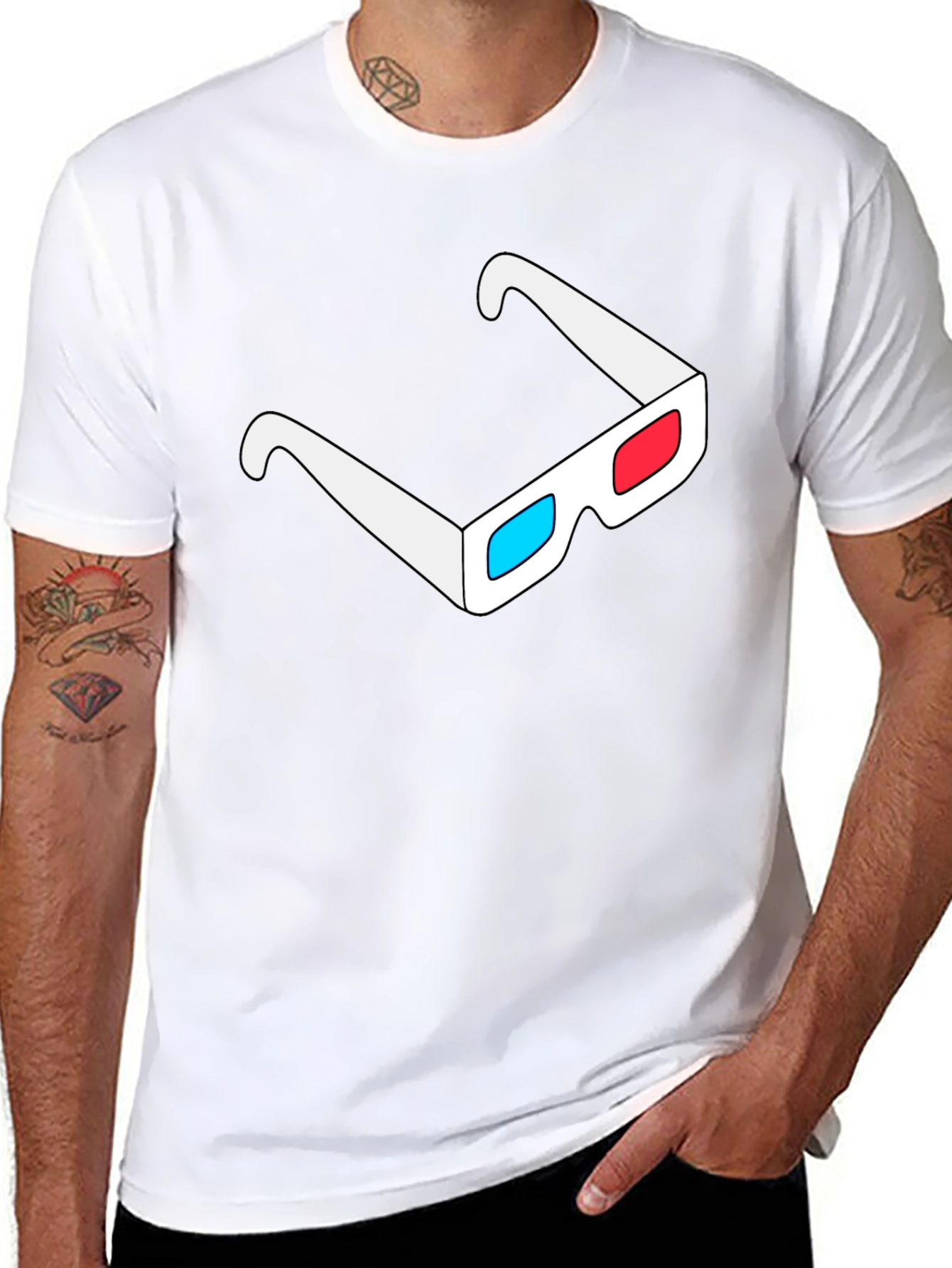 3D Glasses Graphic Black T-Shirt