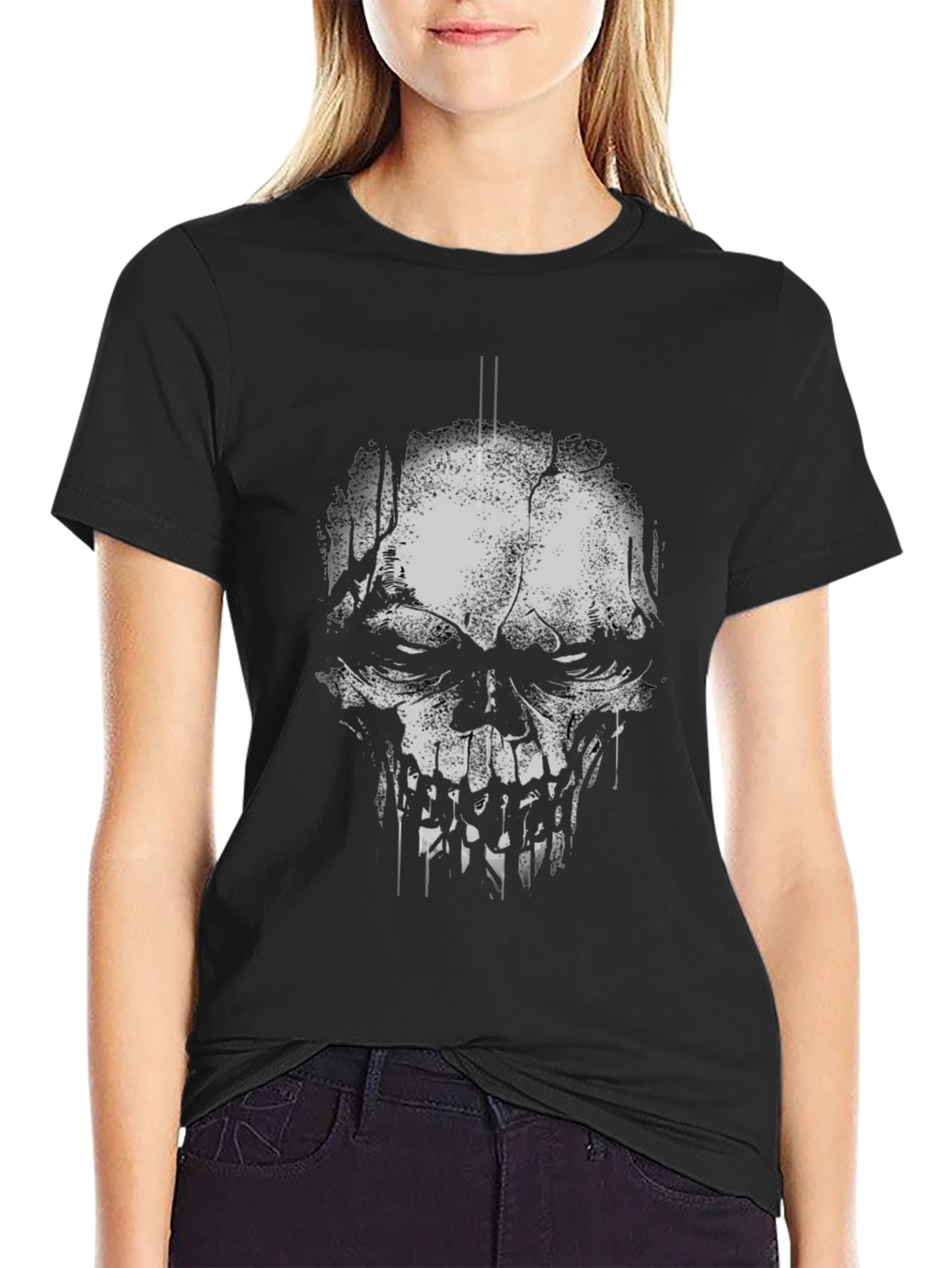 Skull Graphic Print Black T-Shirt