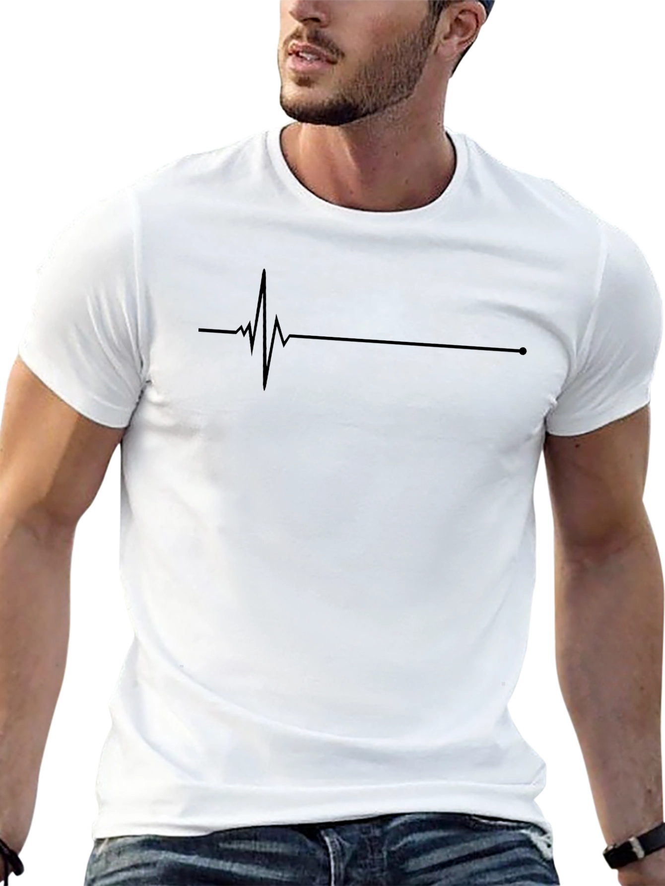 Heartbeat Line Graphic Black T-Shirt