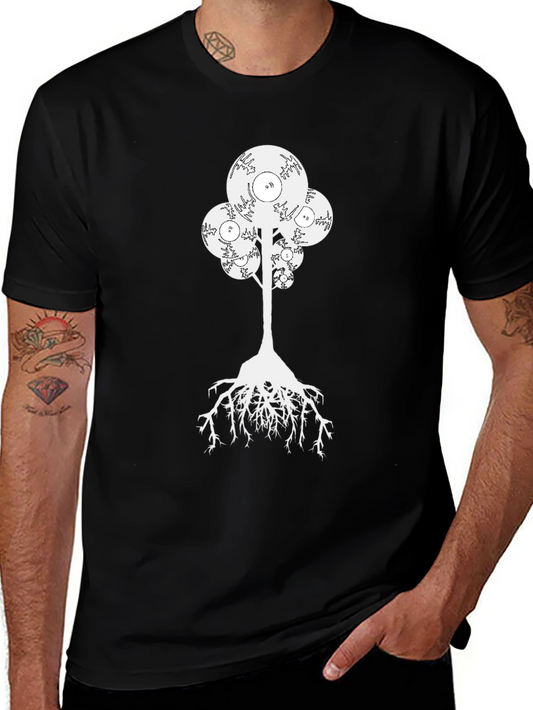 Vinyl Record Tree Graphic Black T-Shirt