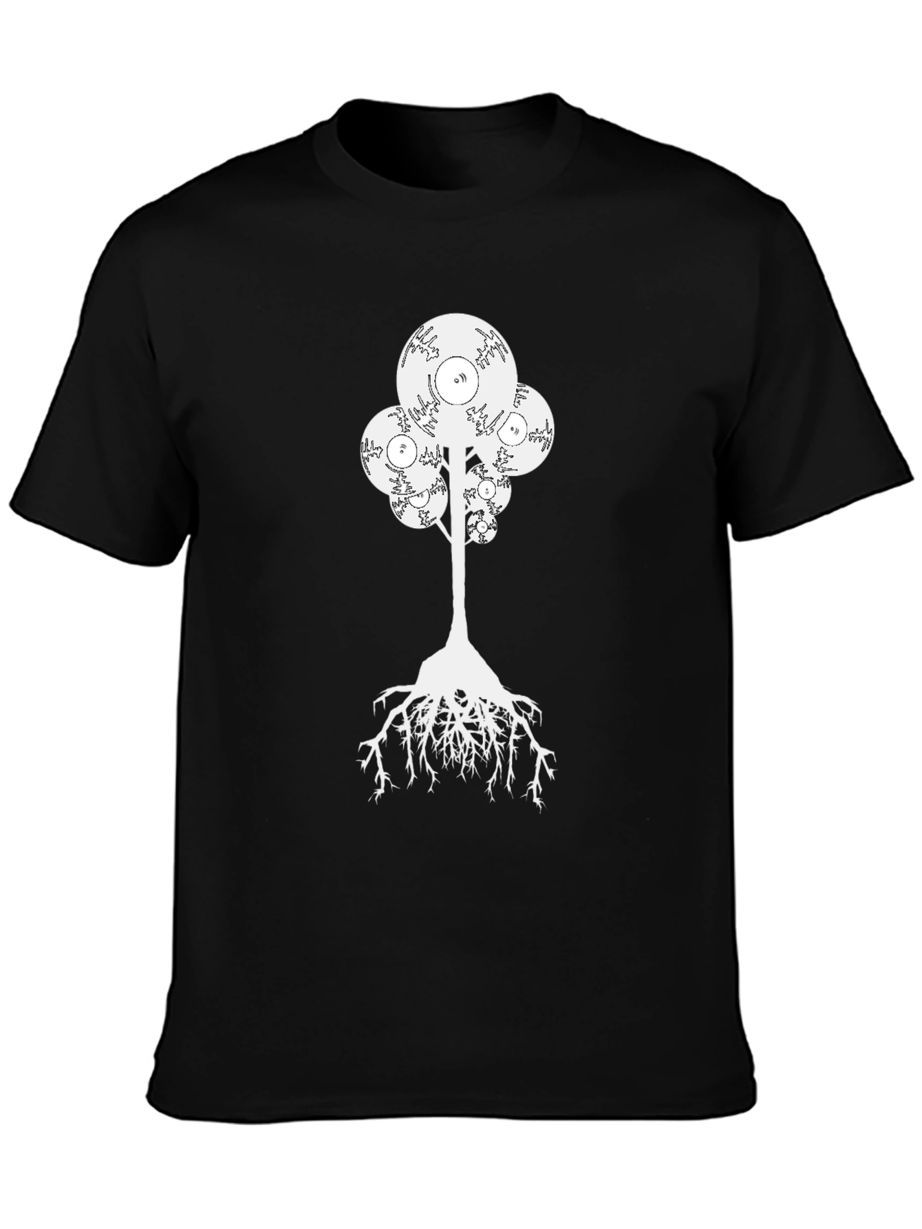 Vinyl Record Tree Graphic Black T-Shirt