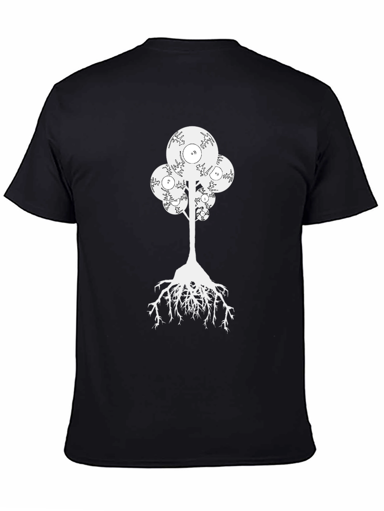 Vinyl Record Tree Graphic Black T-Shirt