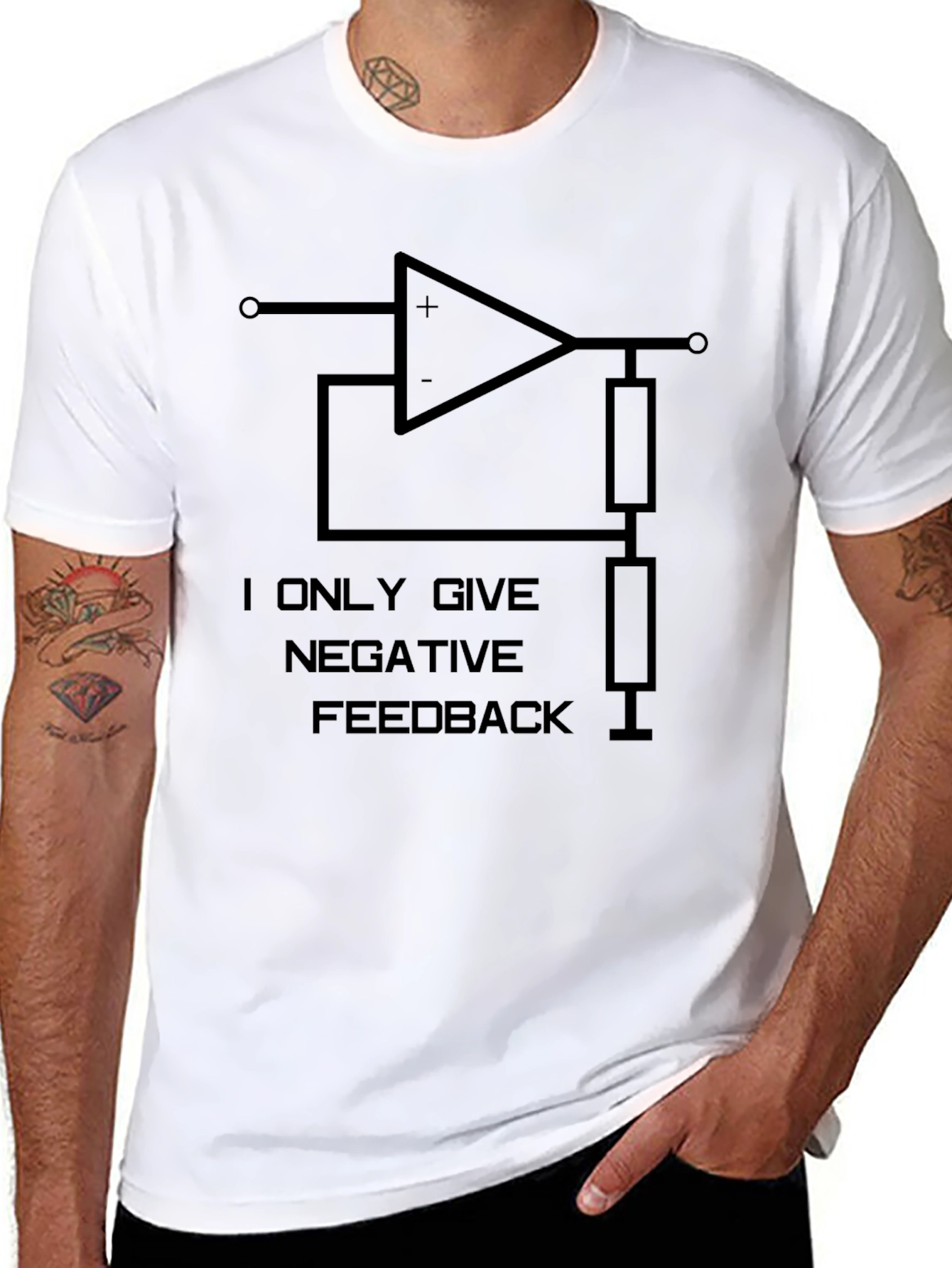 Negative Feedback Op Amp Black Graphic T-Shirt