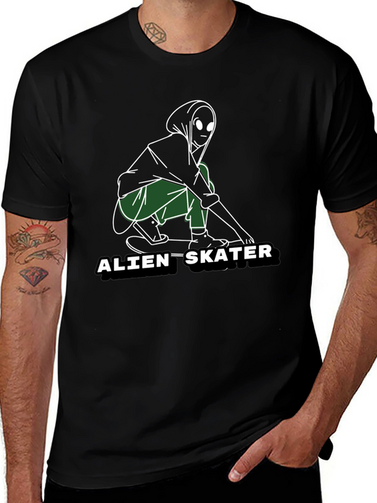 Alien Skater Graphic Tee - Cool Black T-Shirt