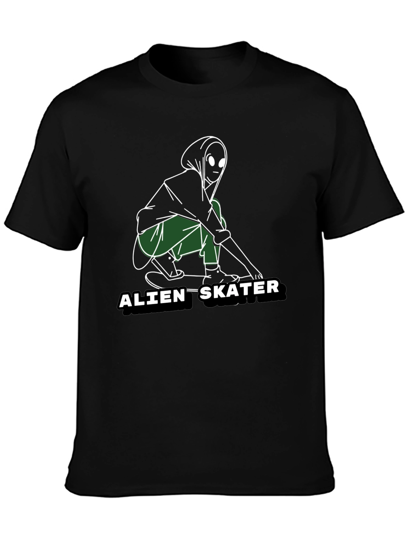 Alien Skater Graphic Tee - Cool Black T-Shirt