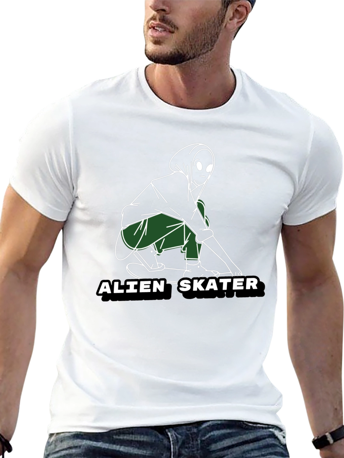 Alien Skater Graphic Tee - Cool Black T-Shirt