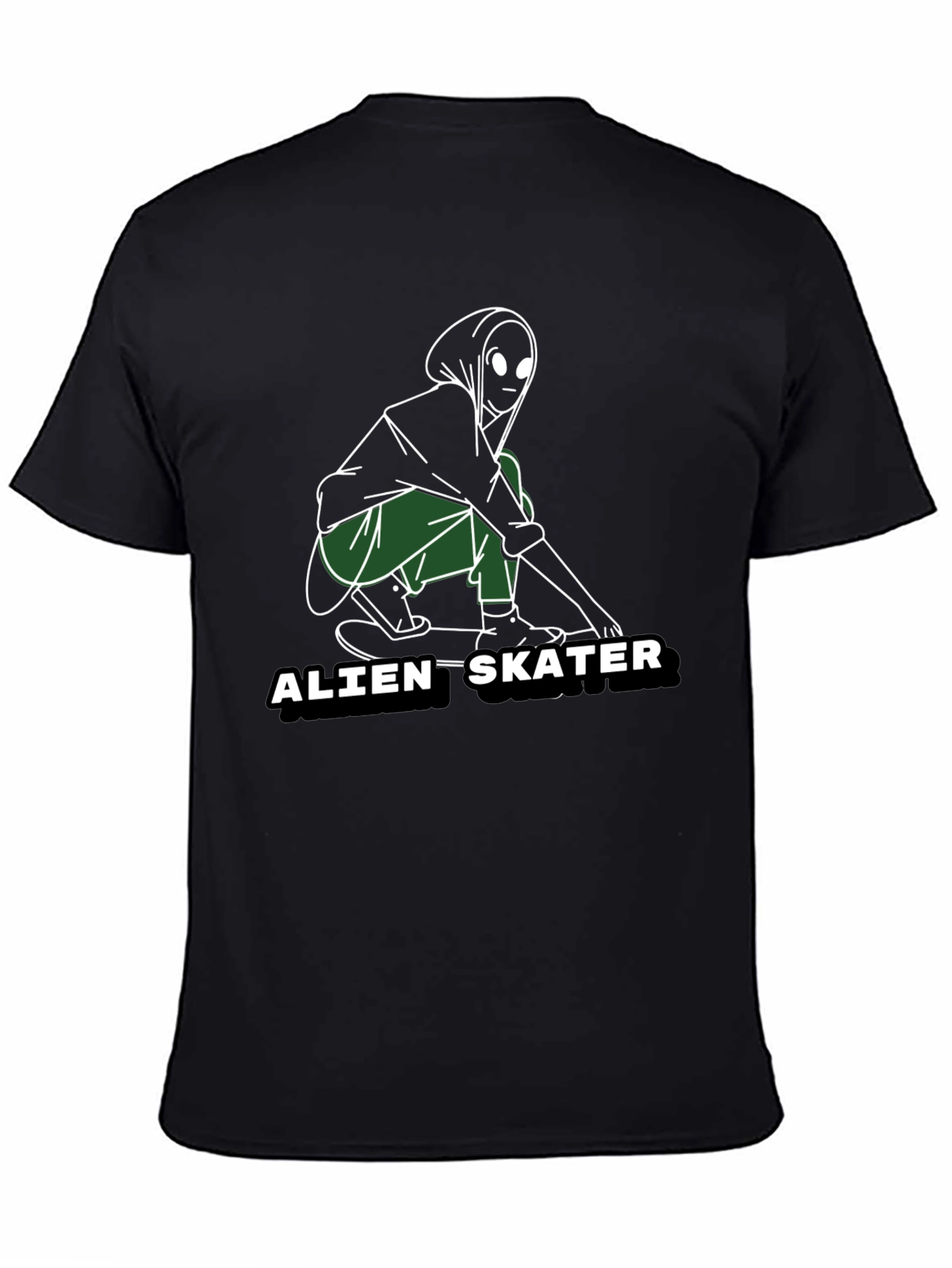 Alien Skater Graphic Tee - Cool Black T-Shirt