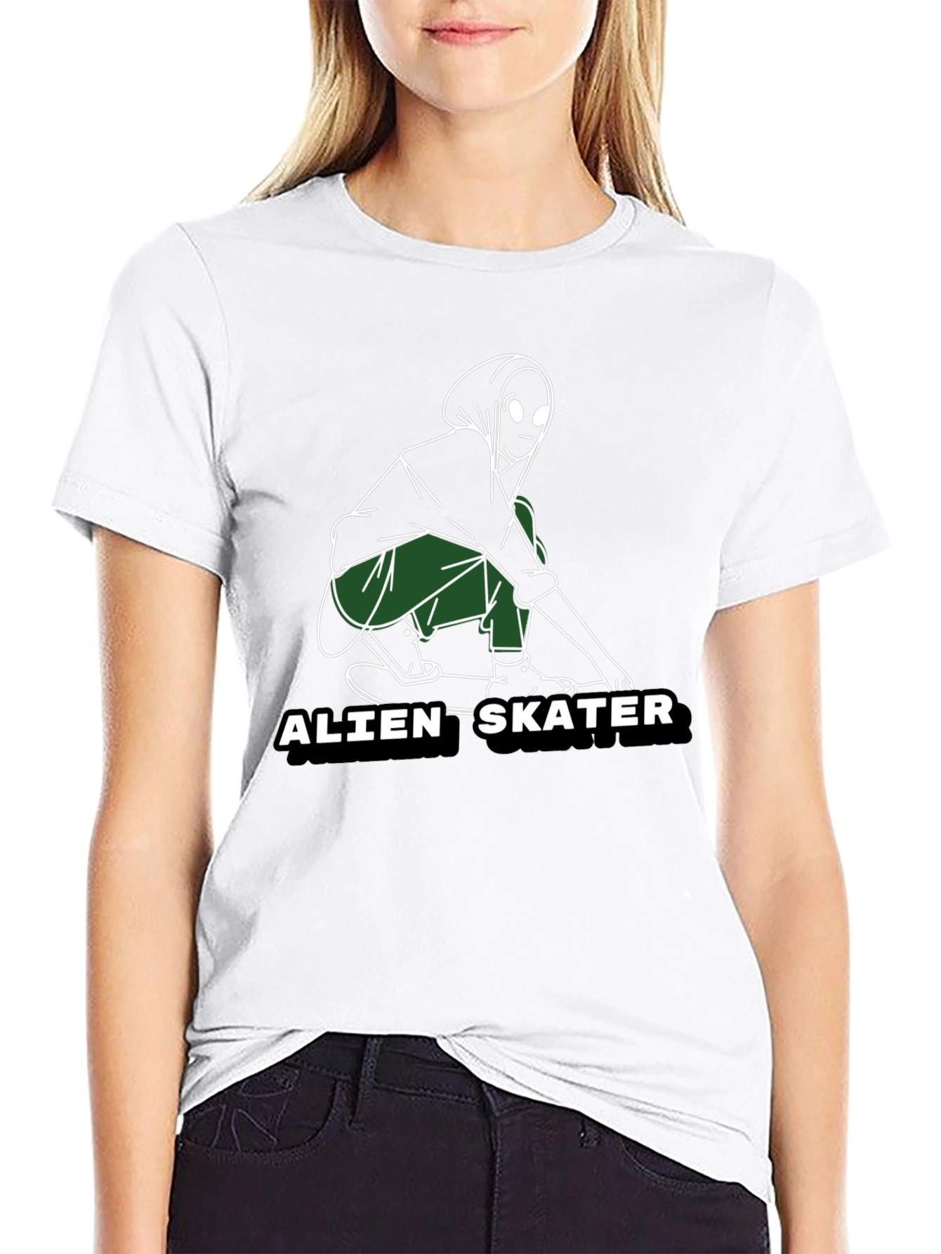 Alien Skater Graphic Tee - Cool Black T-Shirt