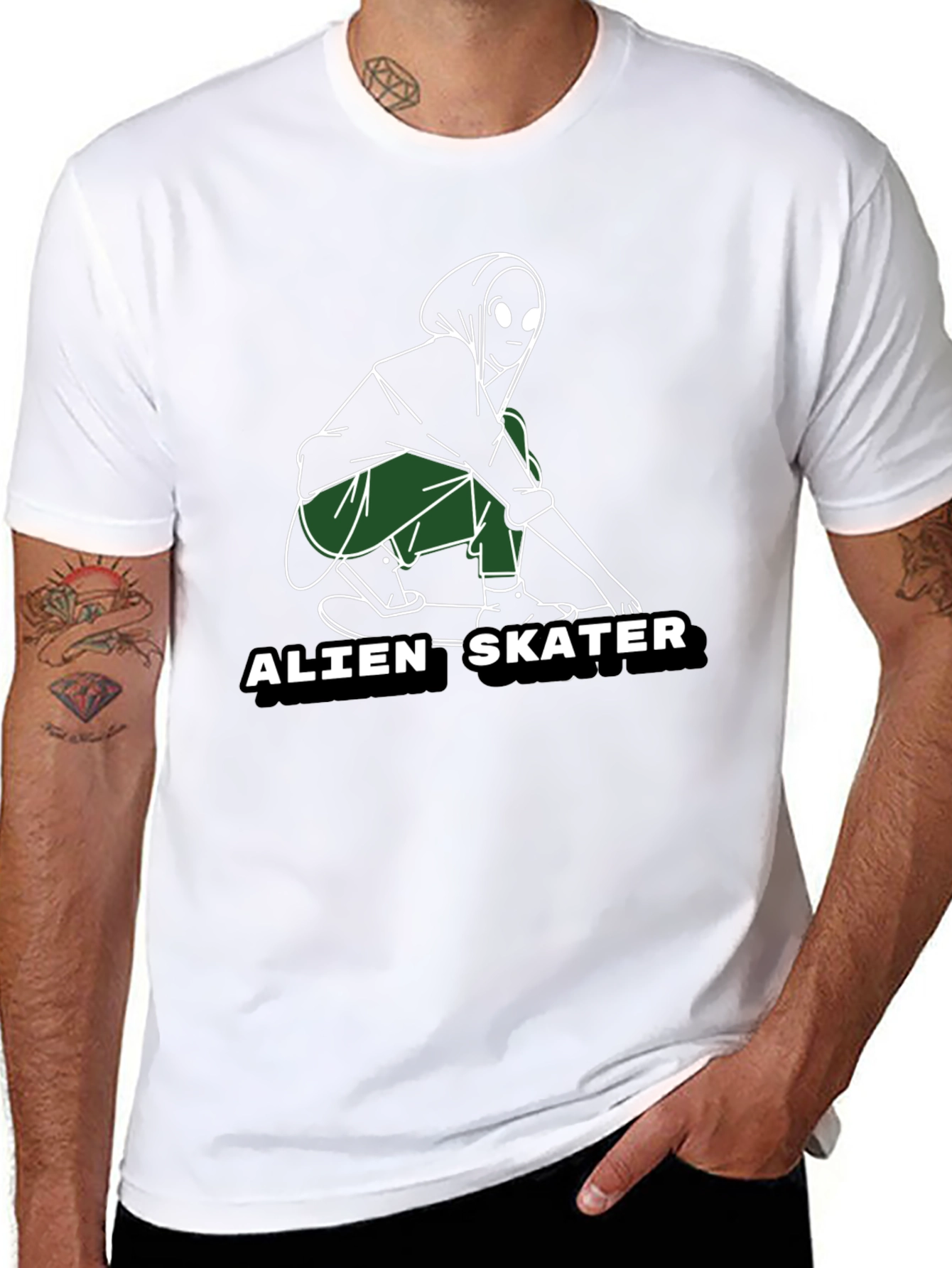 Alien Skater Graphic Tee - Cool Black T-Shirt