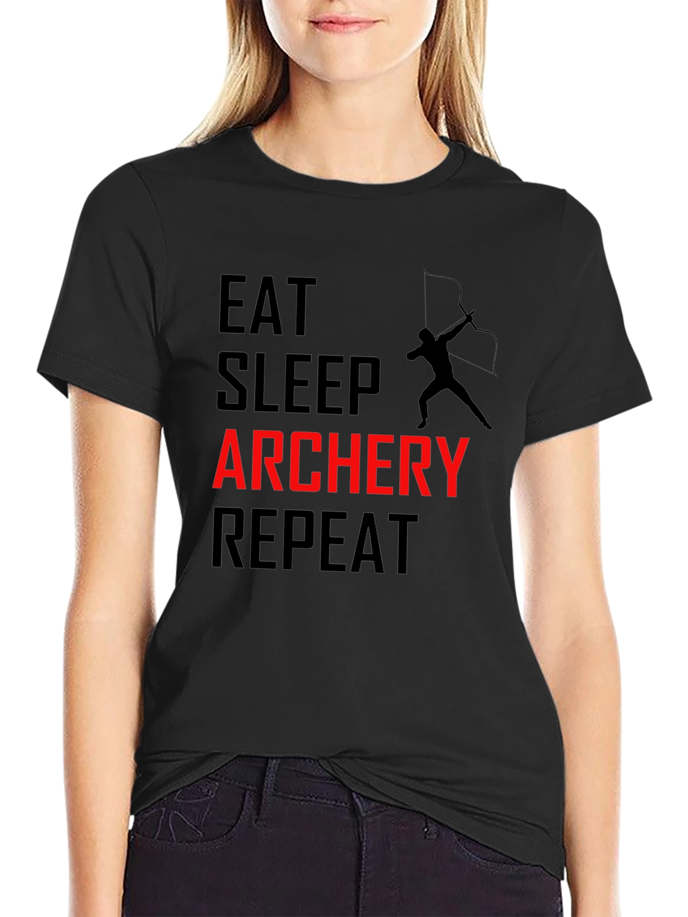 Eat Sleep Archery Repeat Black T-Shirt