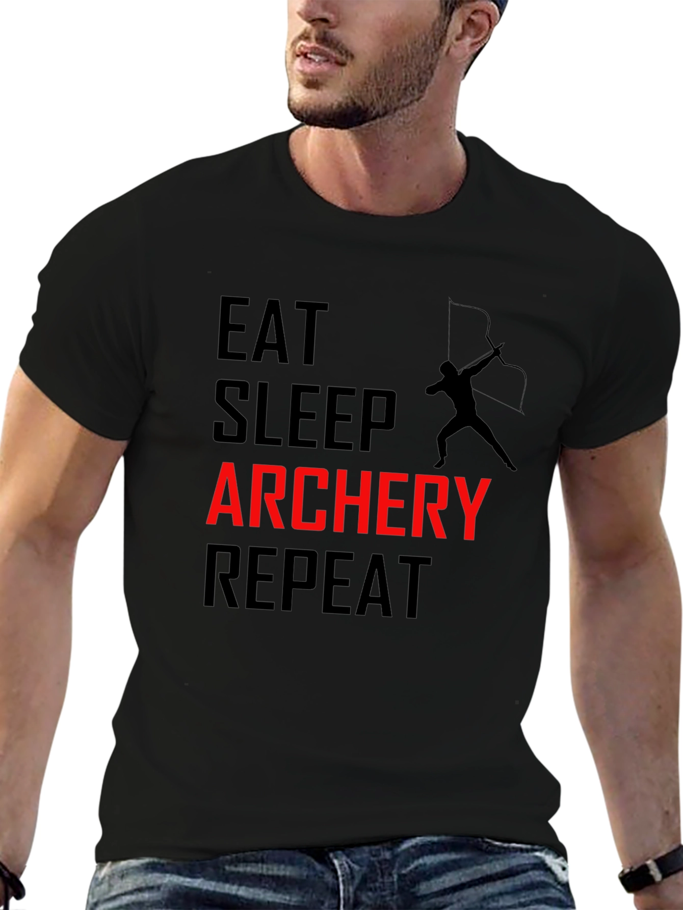 Eat Sleep Archery Repeat Black T-Shirt