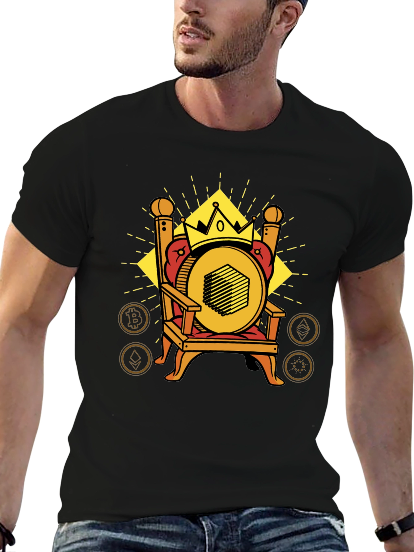 Crypto King T-Shirt - Bitcoin Ethereum & More