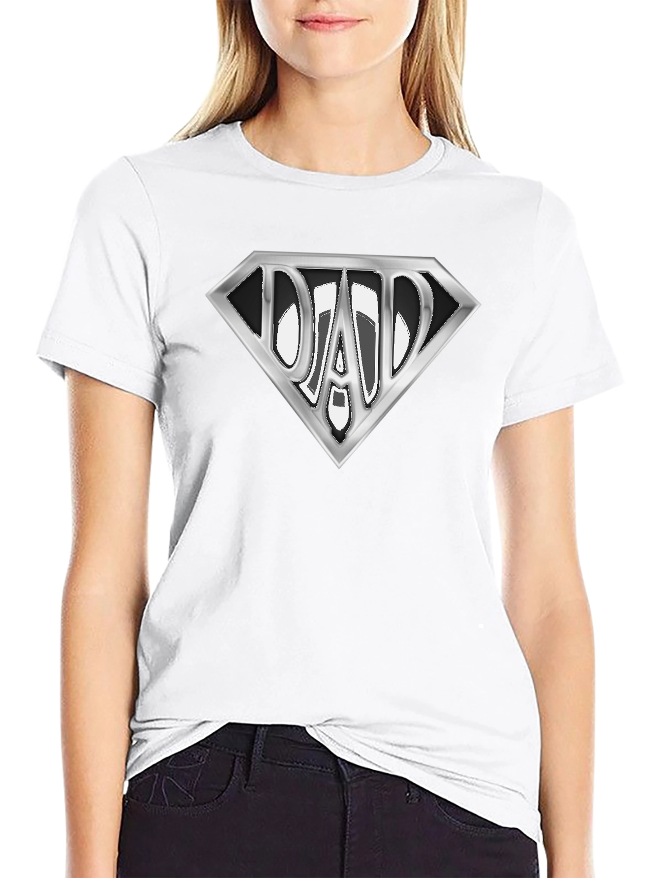 Dad Superhero T-Shirt - Silver Diamond Design