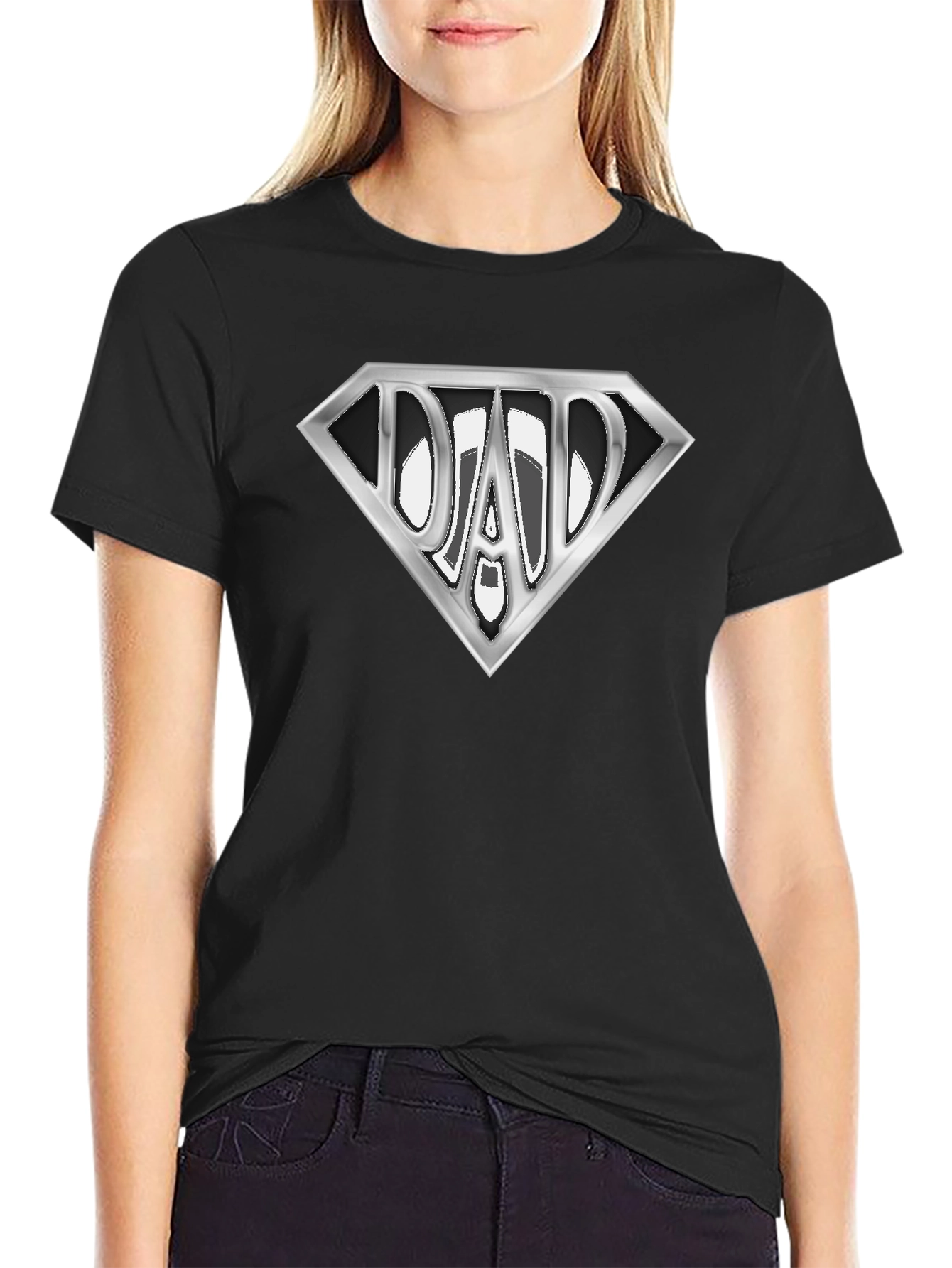 Dad Superhero T-Shirt - Silver Diamond Design
