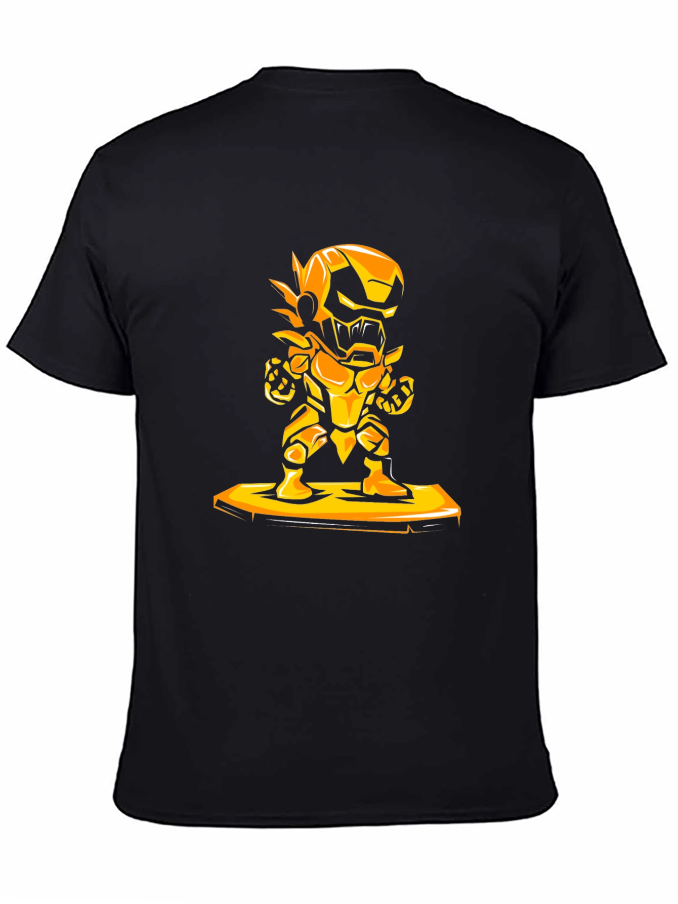 Heroic Gold Robot Graphic Black T-Shirt